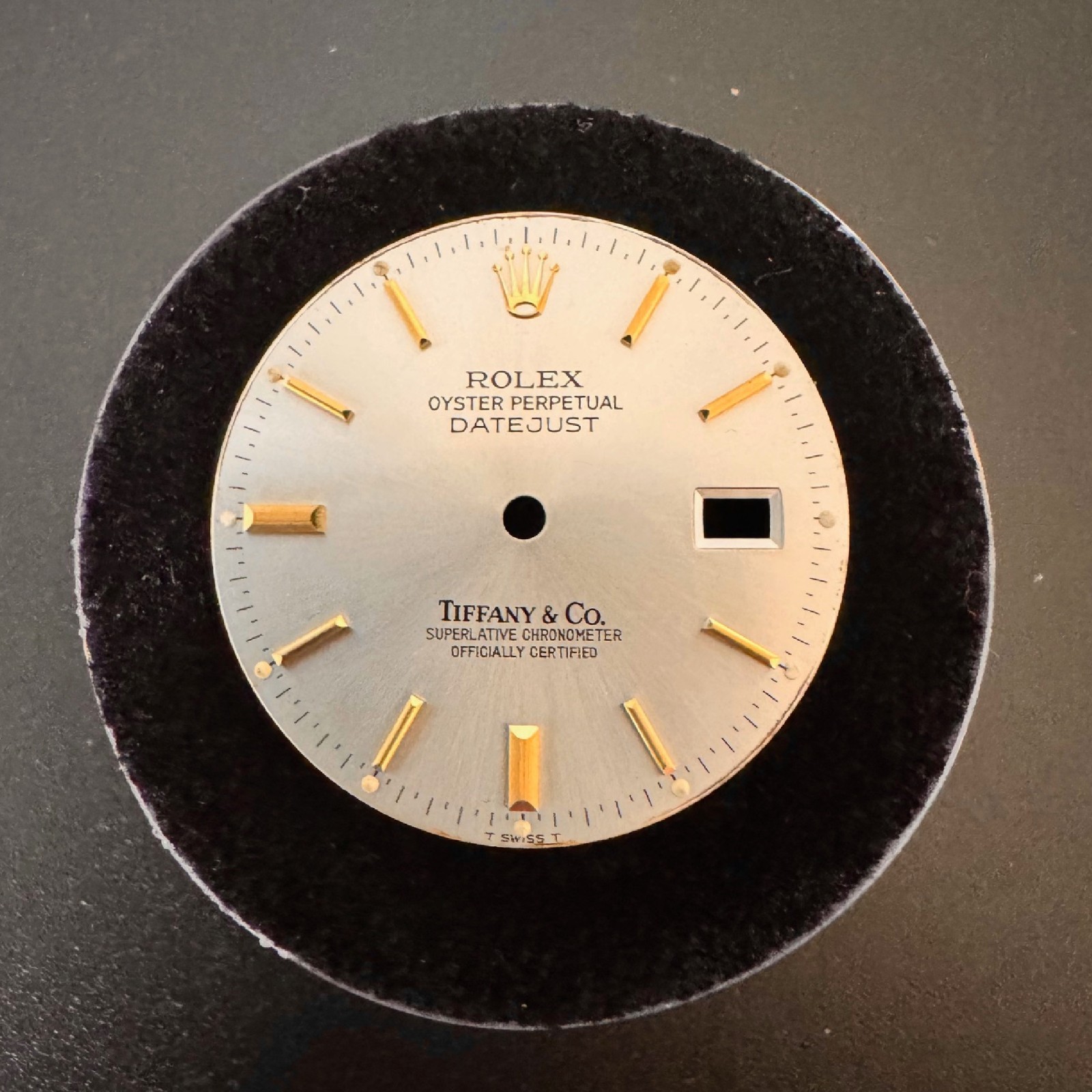 Genuine ROLEX Tiffany & Co Dial Silver Dial Gold Markers Mens Datejust 16013
