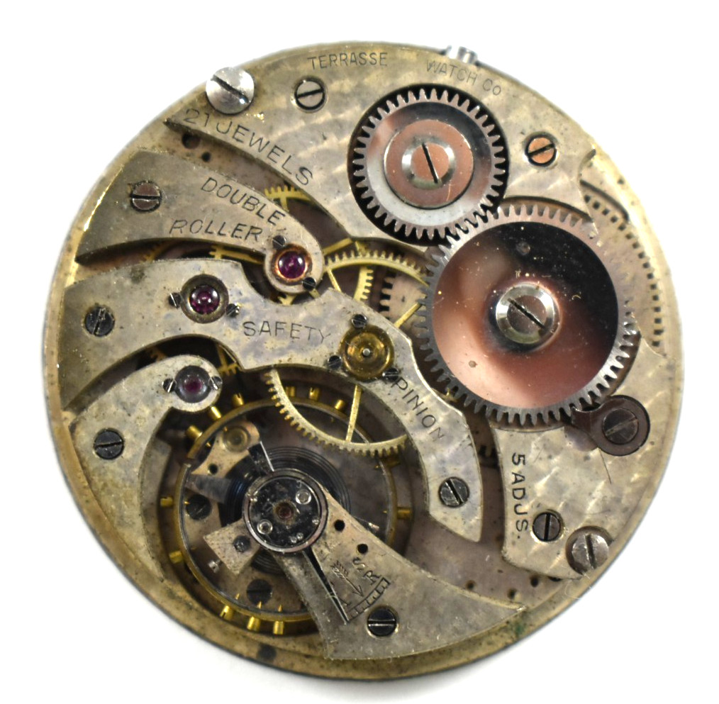 Vintage Swiss Made Terrase Watch Co 12s 21J OF Pocket Watch Movement lot.v3