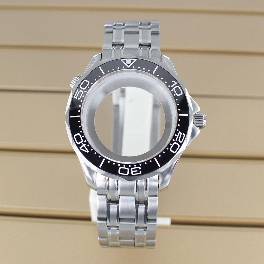 Double Crown 41mm Diver Watch Cases Modify Sea300 10ATM For Seiko NH35 Movement