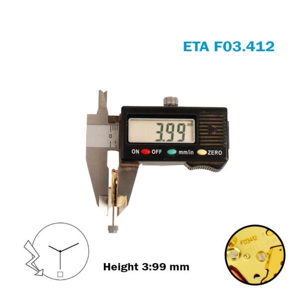 ETA F03.412 SWISS🇨🇭 Watch Movement- White Date Disk at 6-3 Hands-Height 3.99mm
