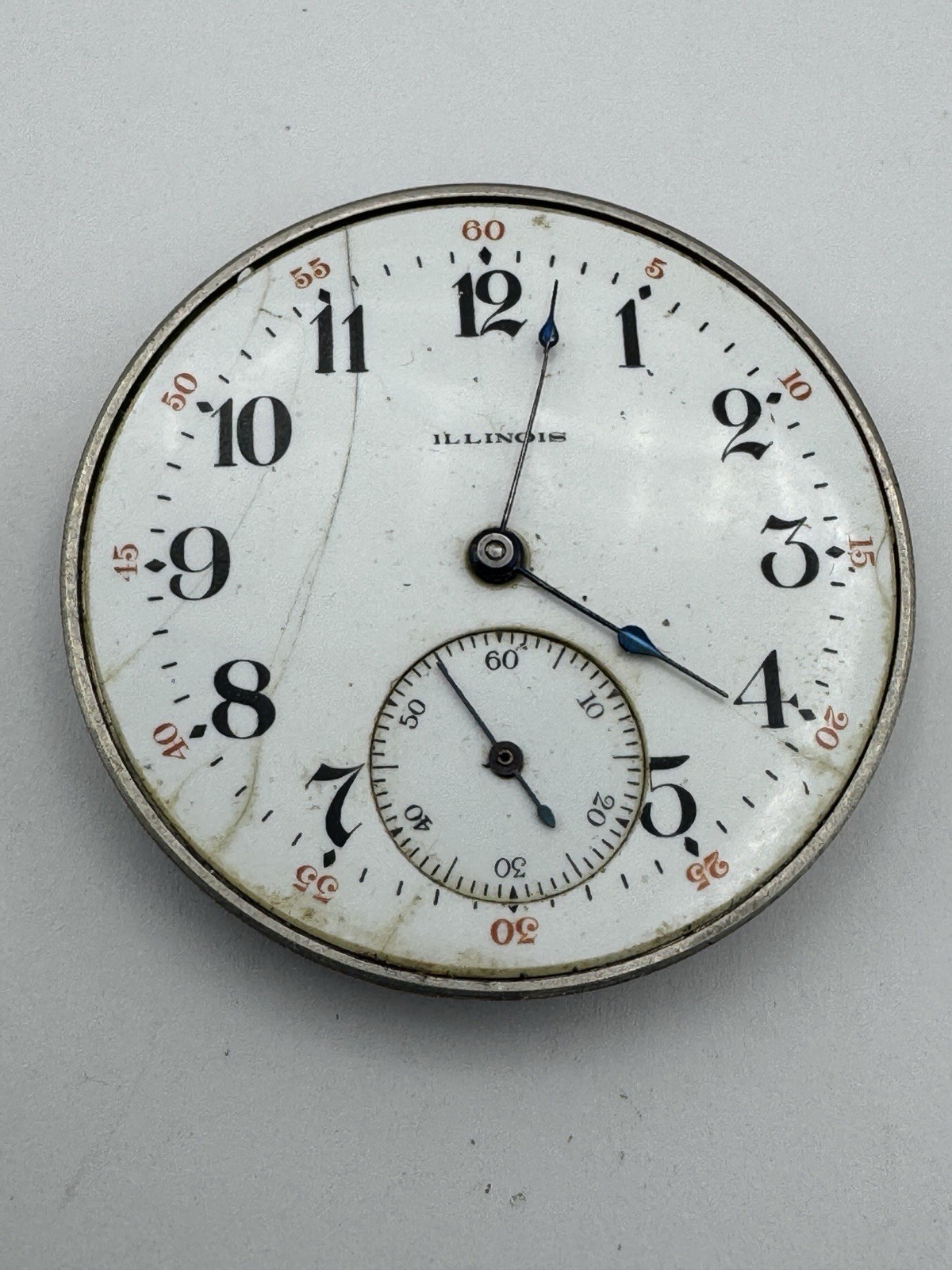 Vintage Illinois 12s 11J Grade 219 Pocket Watch Movement For Parts Or Repair