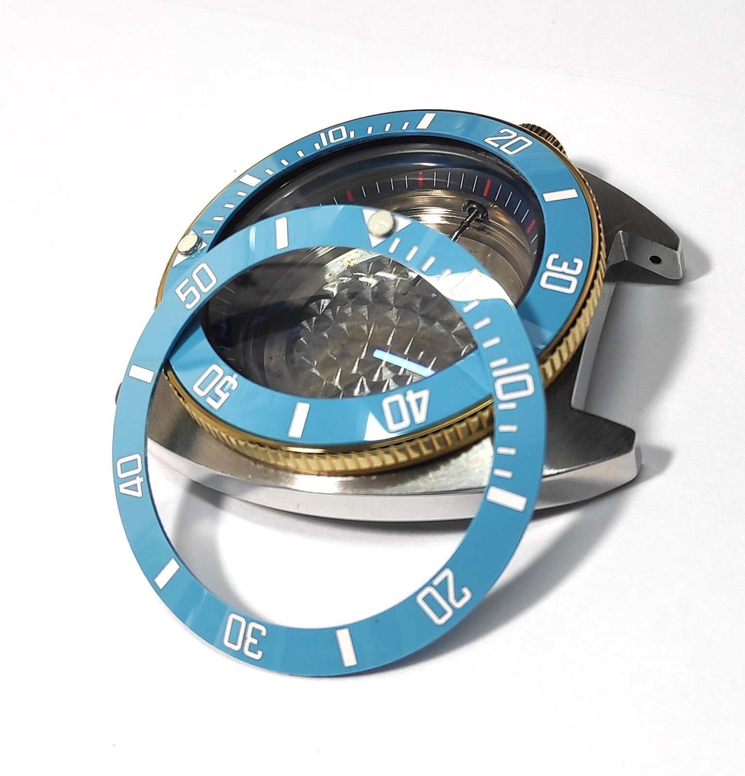 38mm FOR SEIKO SKX007 SKY BLUE SLOPING CERAMIC BEZEL INSERT SRPD CUSTOM