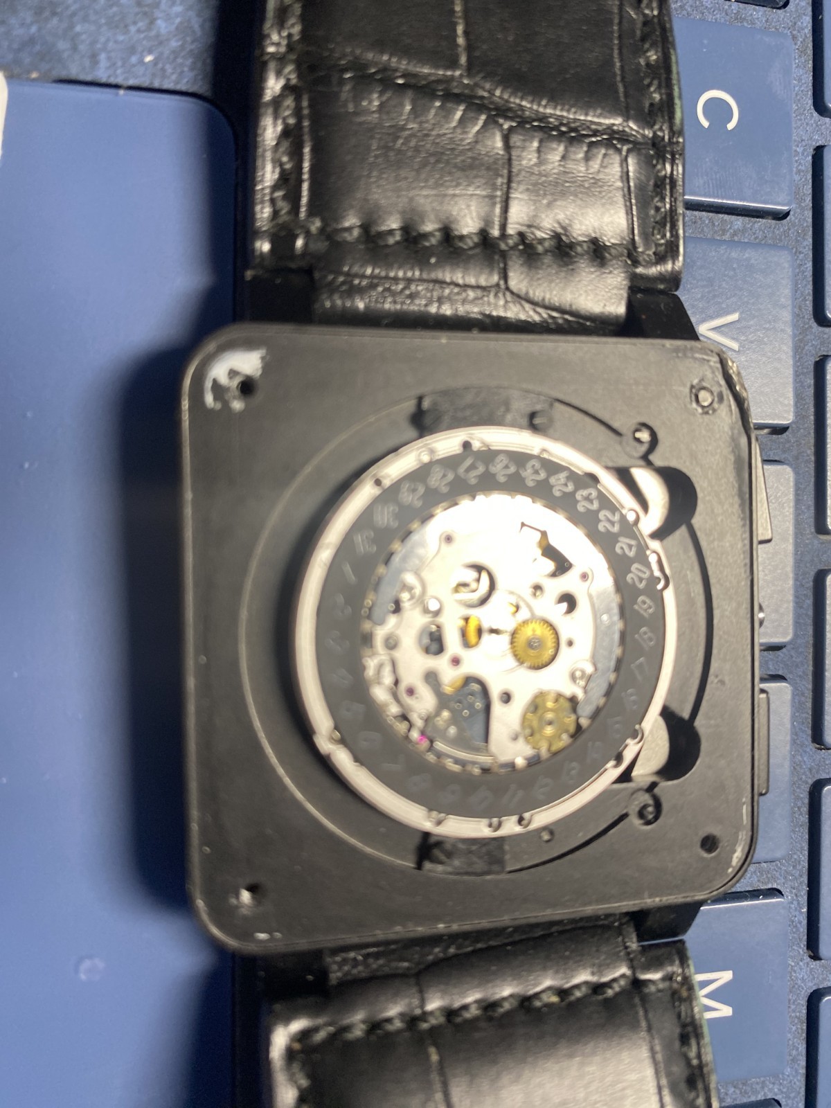 USED Bell & Ross BR0394S Watch movement and Crocodile Strap “AS IS”