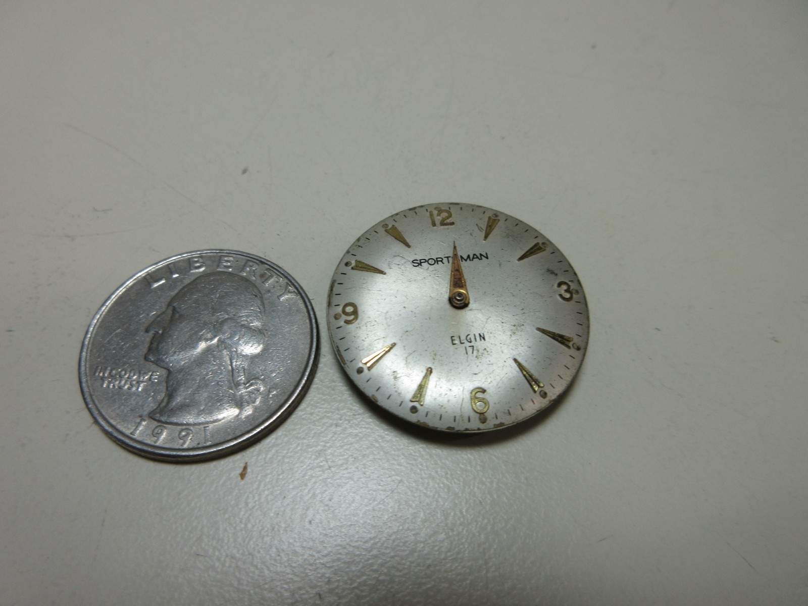 VINTAGE ELGIN SPORTSMAN MENS WRIST WATCH MOVEMENT WATCHMAKER PARTS #121