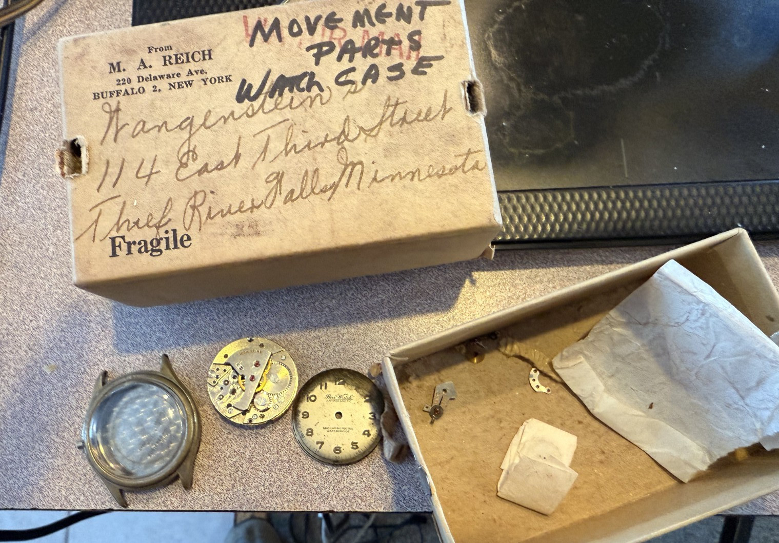 Vintage 1950’s Men’s Roa Watch Dial & Rosieres Movement Case waterproof PARTS