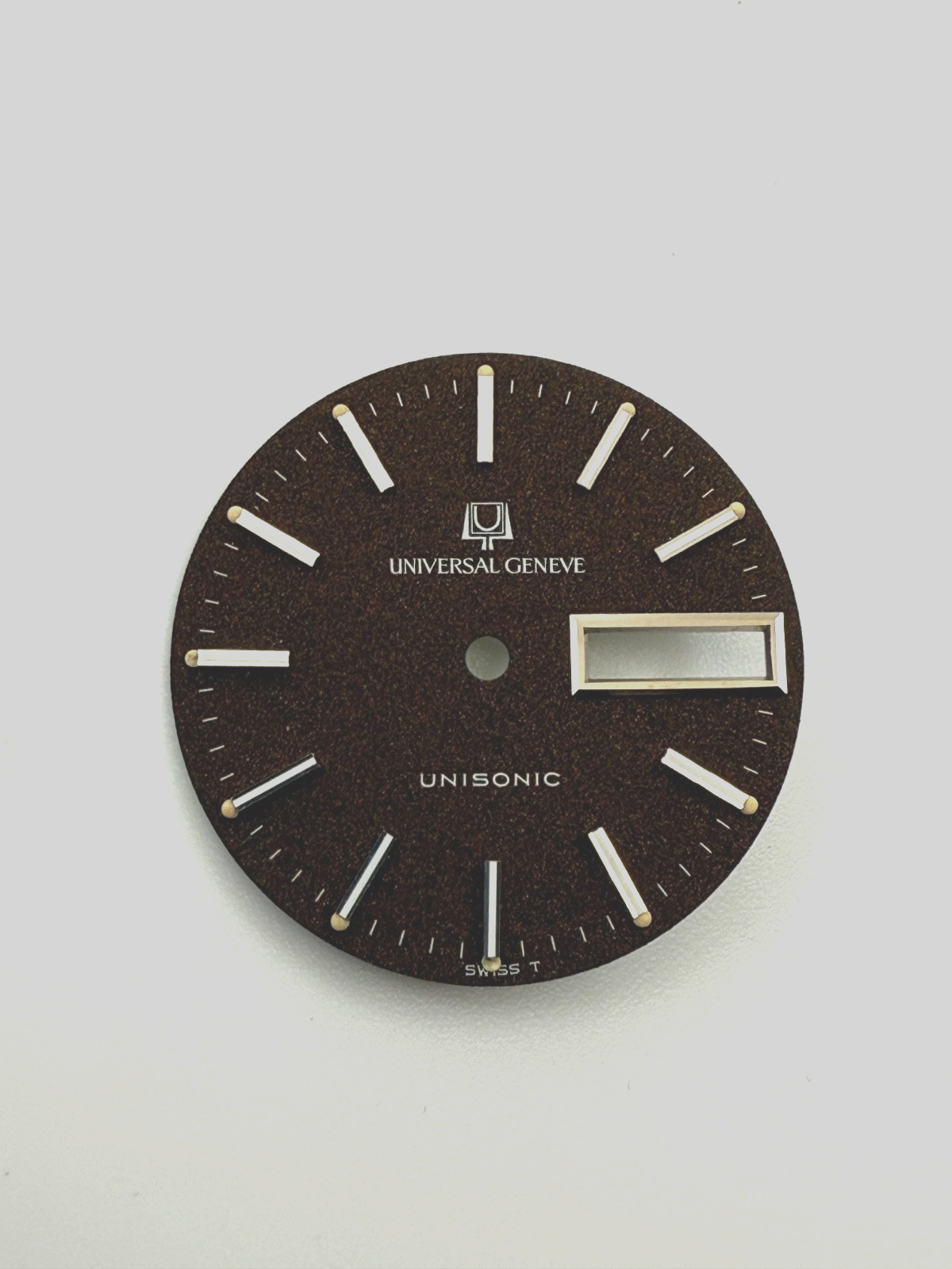 Universal Geneve Unisonic Dark Brown Day Date Dial 28 mm