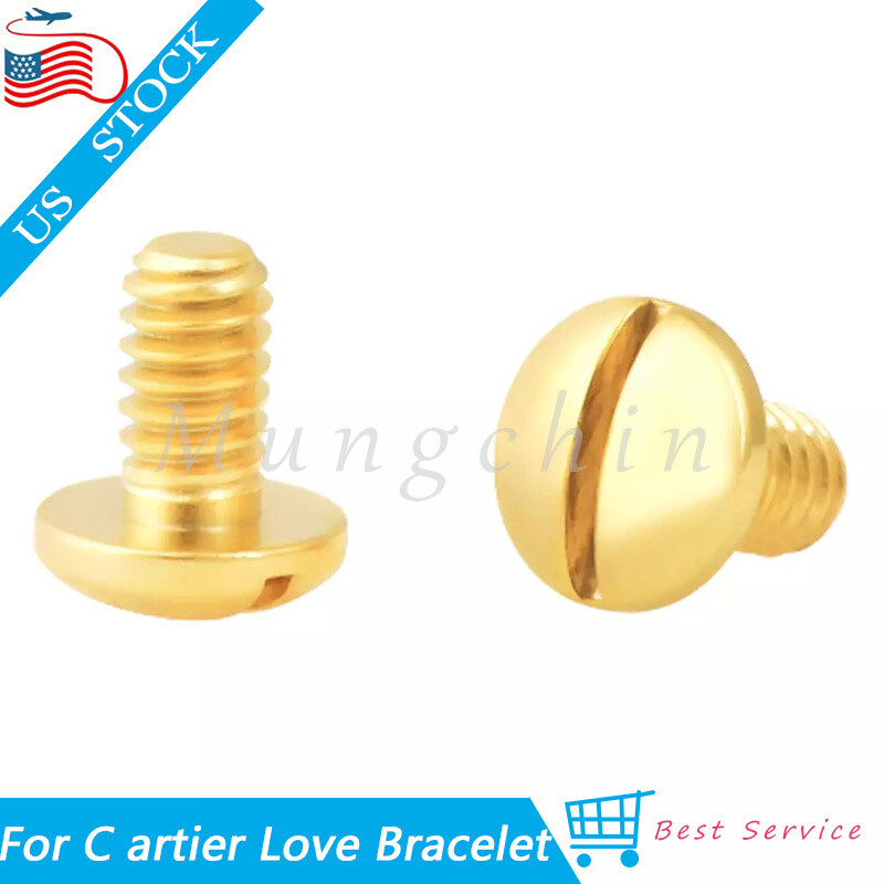 2 PCS NEW SCREWS REPLACEMENT FOR C AR TIER LOVE BRACELET YELLOW GOLD TOP QUALITY