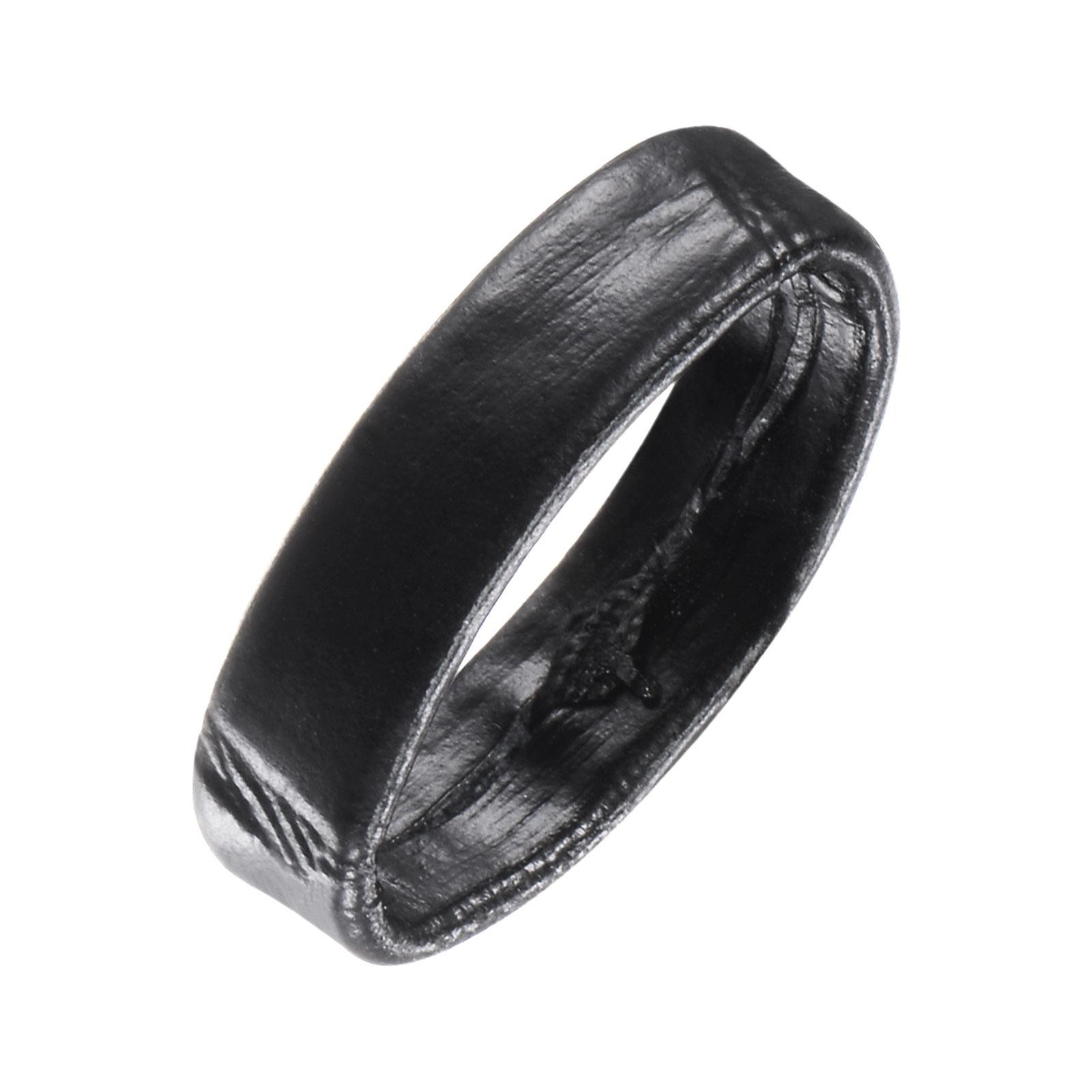 PU Leather Loops Retaining Ring Keeper for 14mm Width Watch Band, Black 2 Pcs