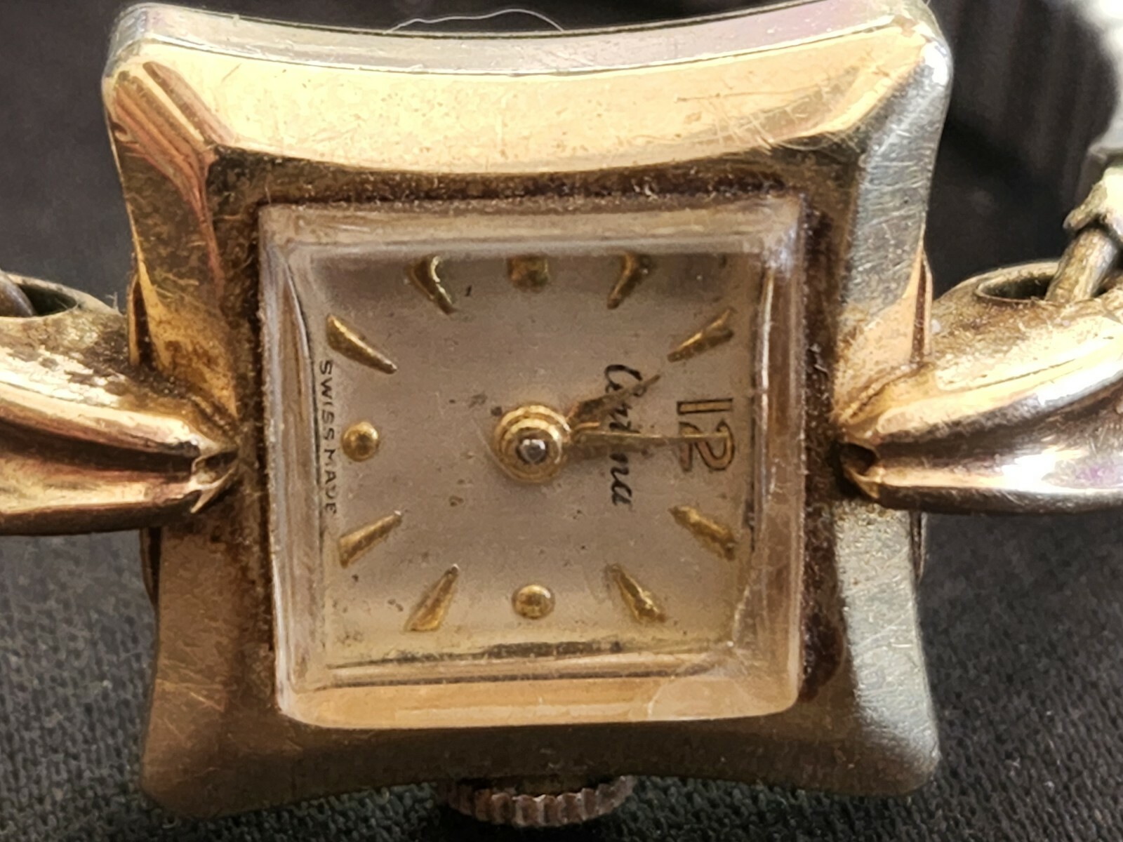 CERTINA 12-10 Swiss wrist watch 17 Jewels Speidel Band Rare Vintage Not Working
