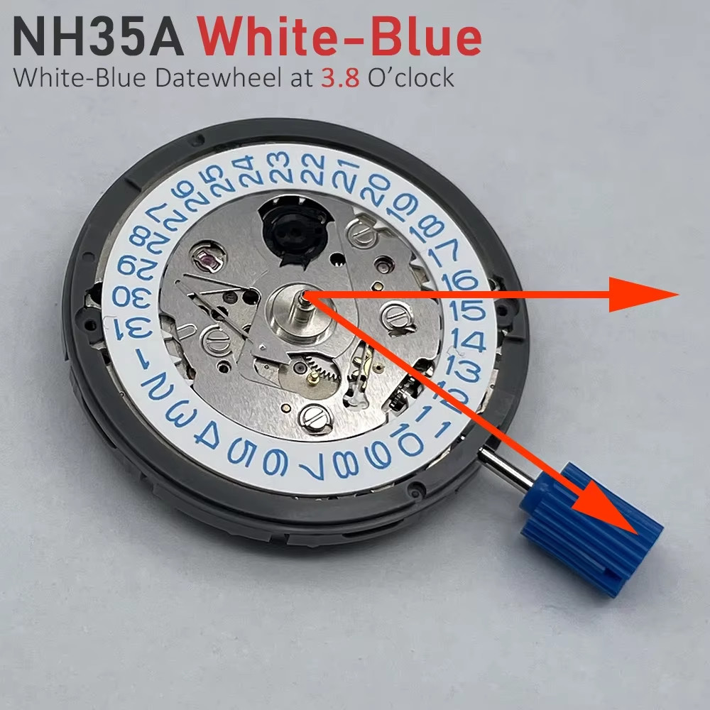 Mechanical Movement Modified Red Datewheel 3.0/3.8 Crown Japan Mod NH35A Disc