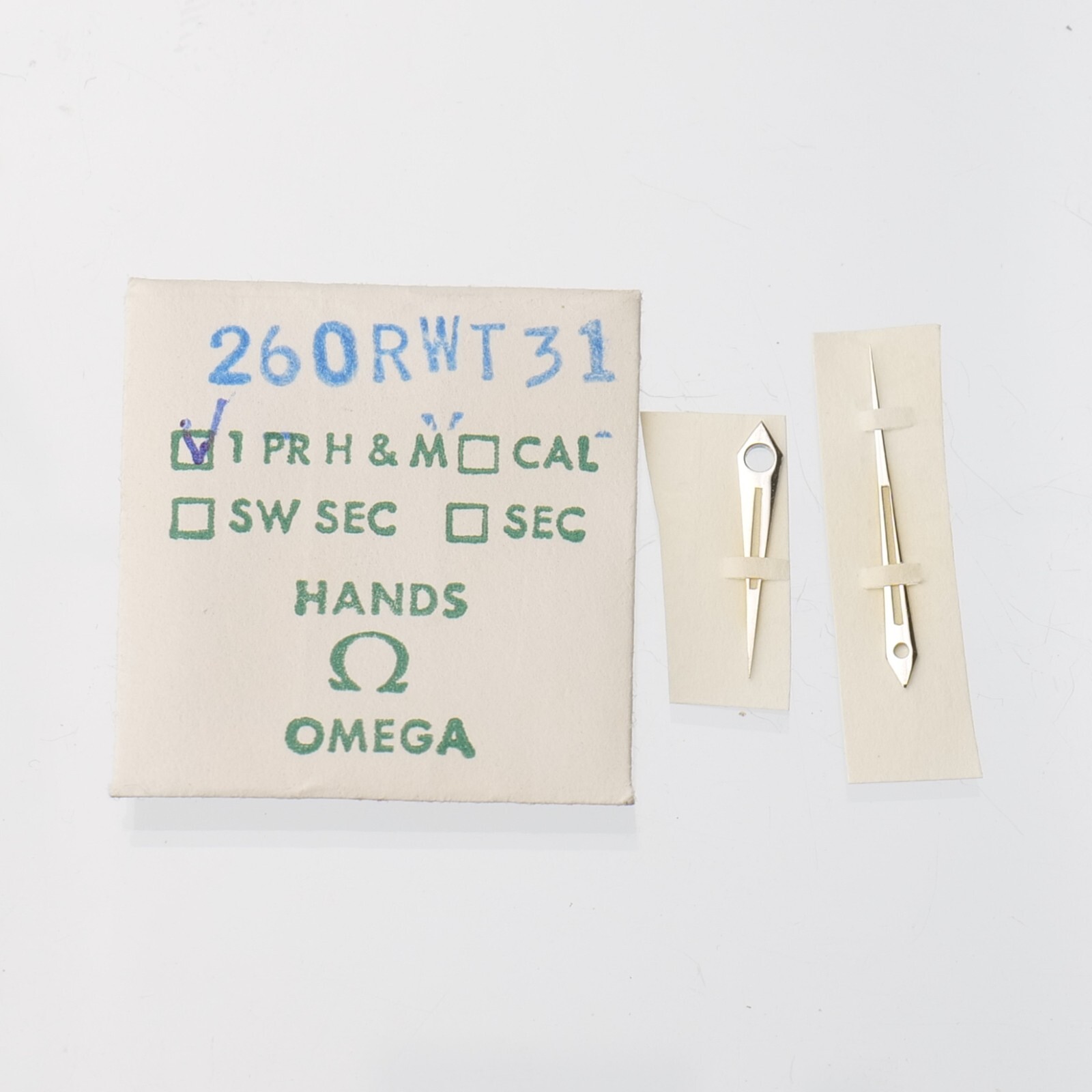 Genuine Omega Watch Hands Cal 260 Part #RWT31 New Old Stock Watchmakers (C6D15)