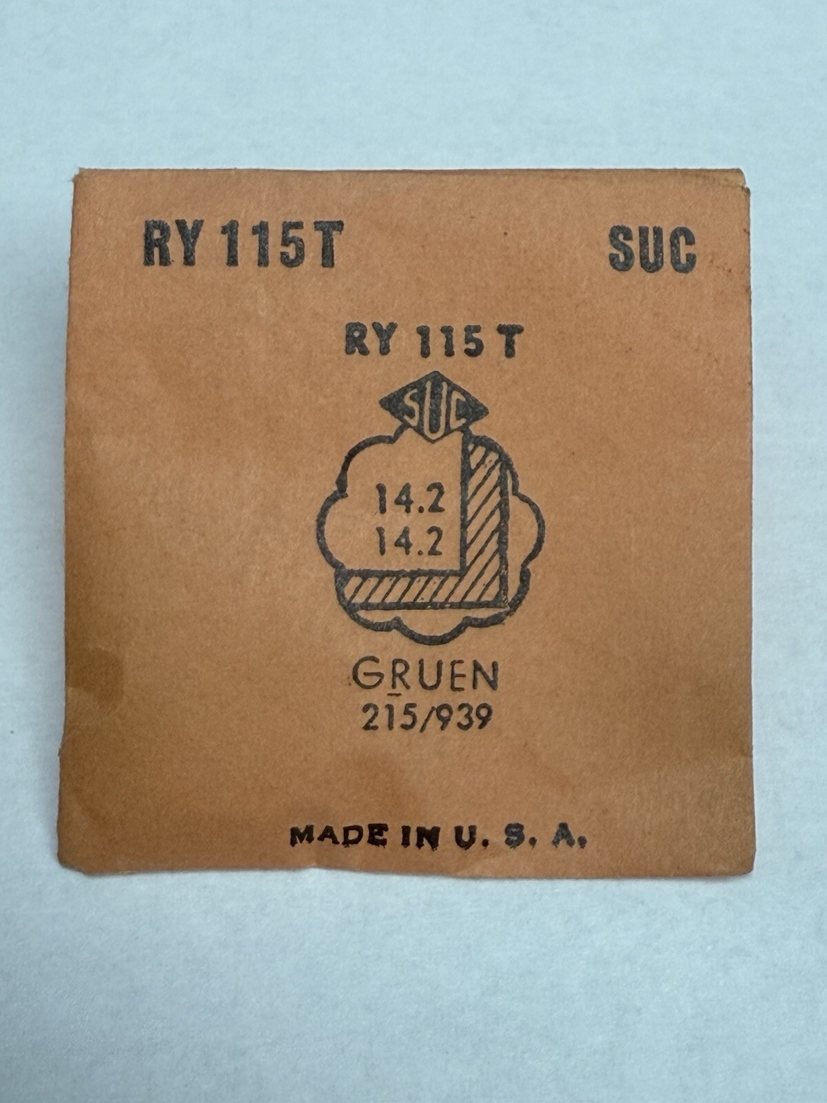 SUC RY115T Watch Crystal Fit Gruen 215/939 – 14.2 x 14.2 mm – Replacement Repair