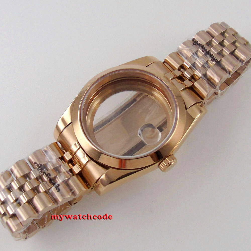 Rose golden 36mm 39MM sapphire glass Watch Case fit eta 2836 2824 8215 NH35 NH36