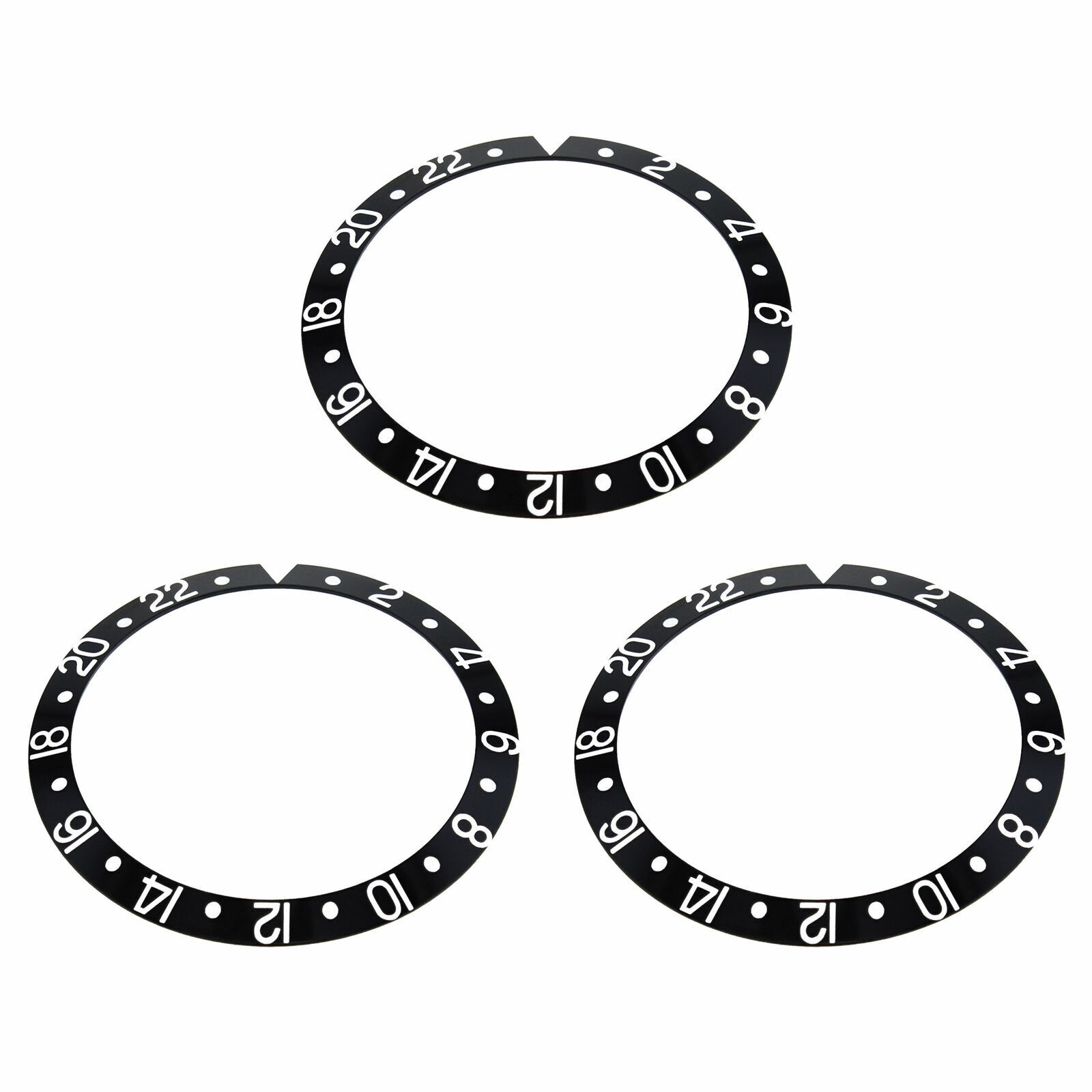 12 Black Aluminum Replacement Bezel Insert 37.70mm x 30.70mm For Rolex GMT