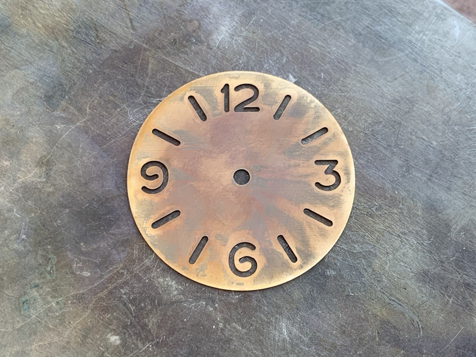 Skeleton / Ø 39 mm – watch dial , engraved / brass / oxidized