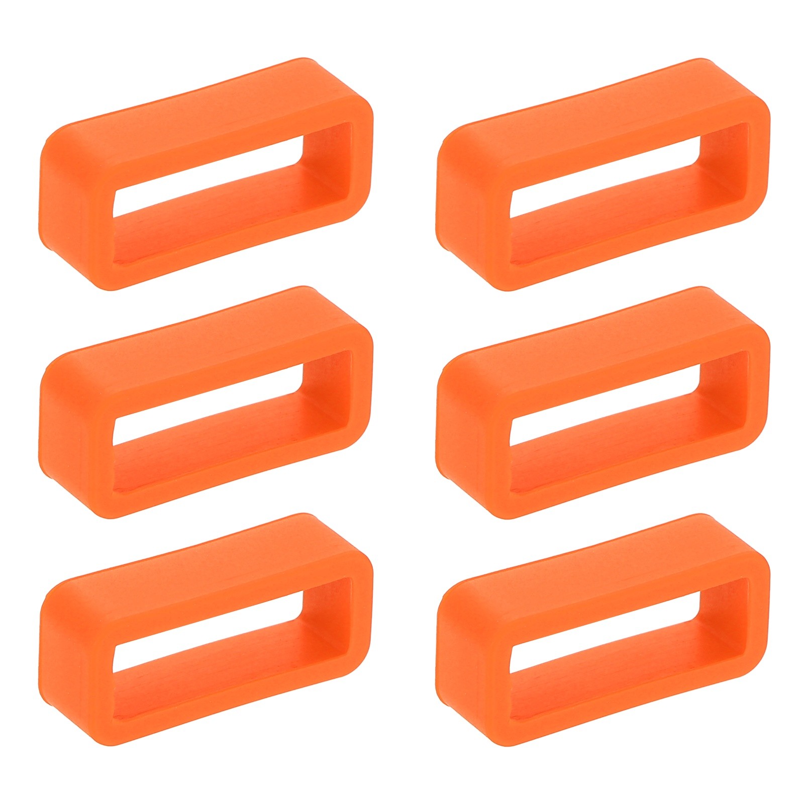 6 16mm Silicone Watch Straps, Fastening Rings, Orange