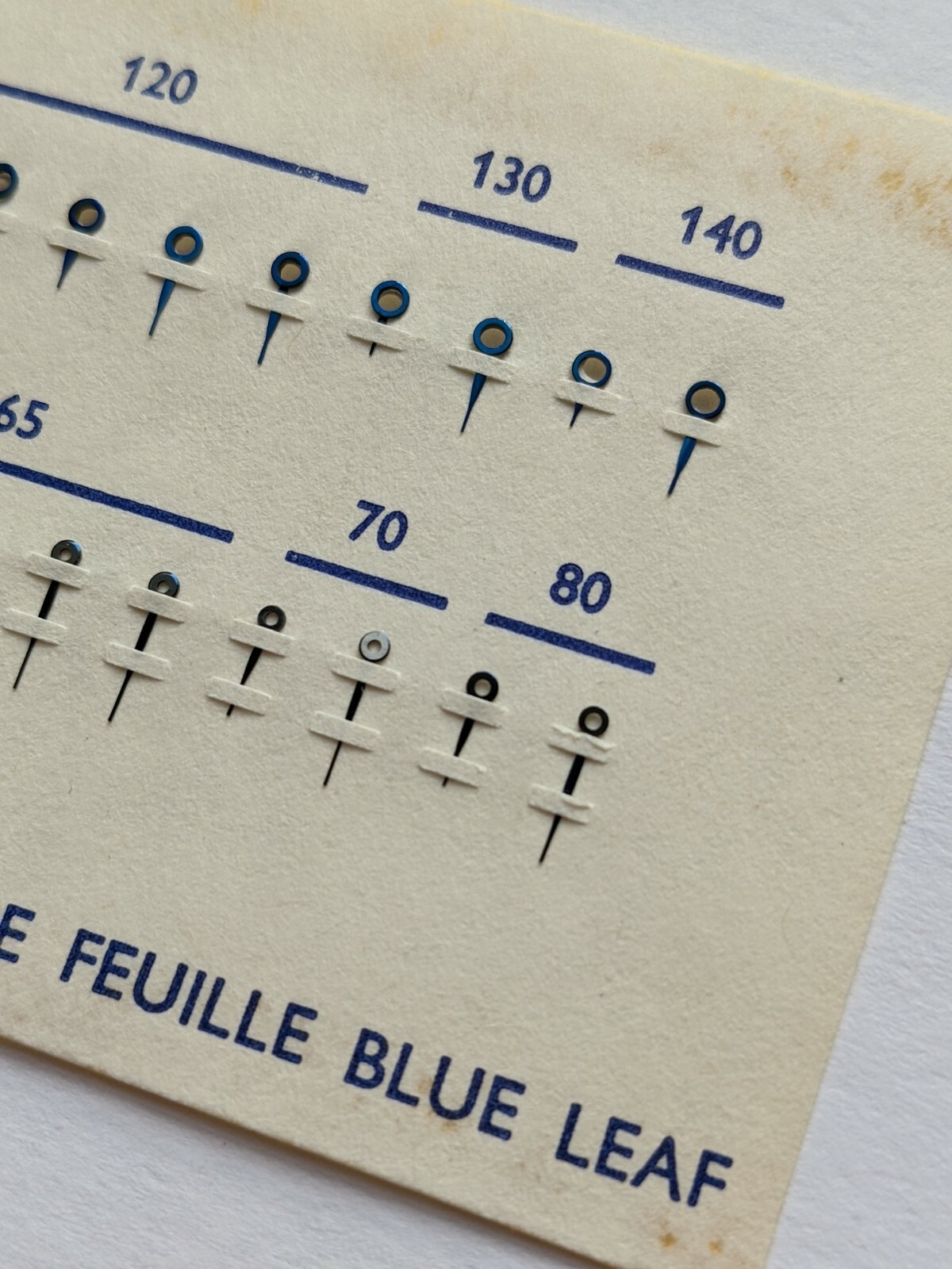 Vintage blue leaf watch hands to fit 5L to 7 3/4 ligne size 12 pairs hour/min