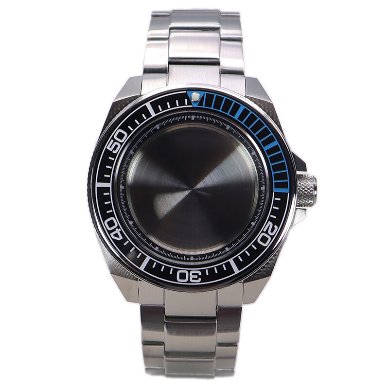Silver Seiko Samurai Watch Case 904 strap Sapphire For NH35 Movement 28.5mm Dial