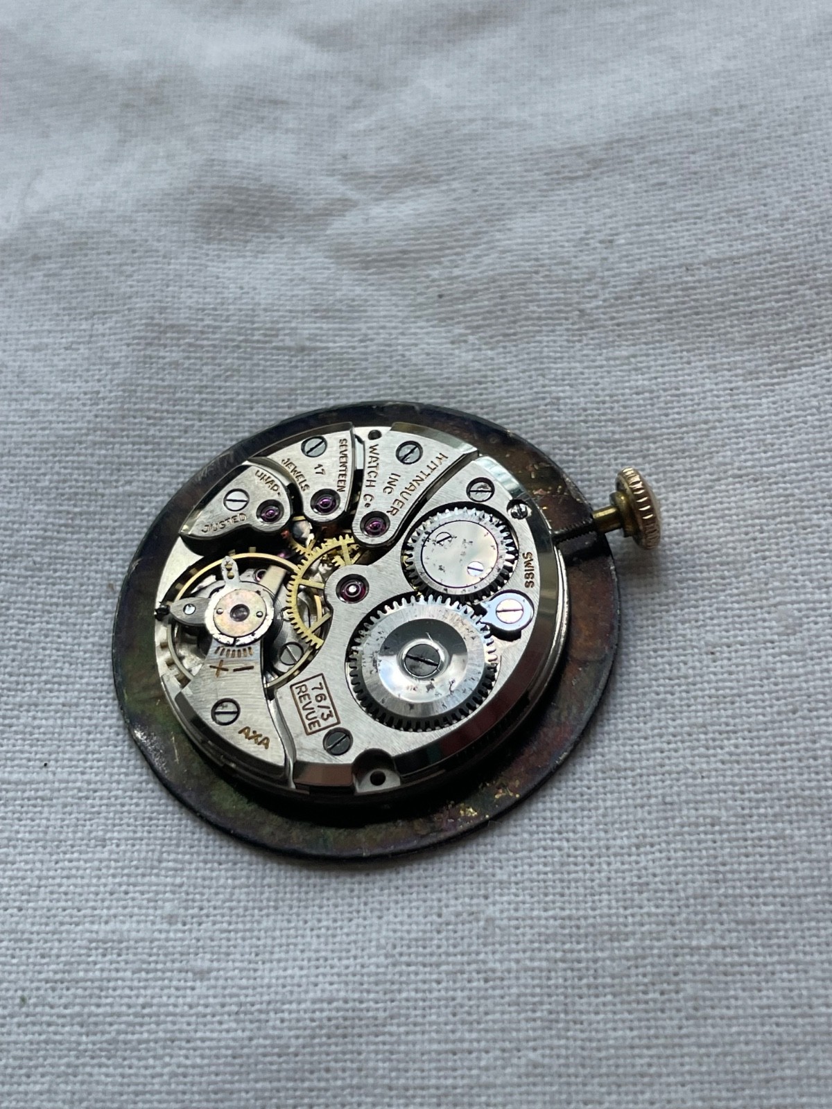 Wittnauer 76/3 Revue – movement for mens watch RUNS, lot2907
