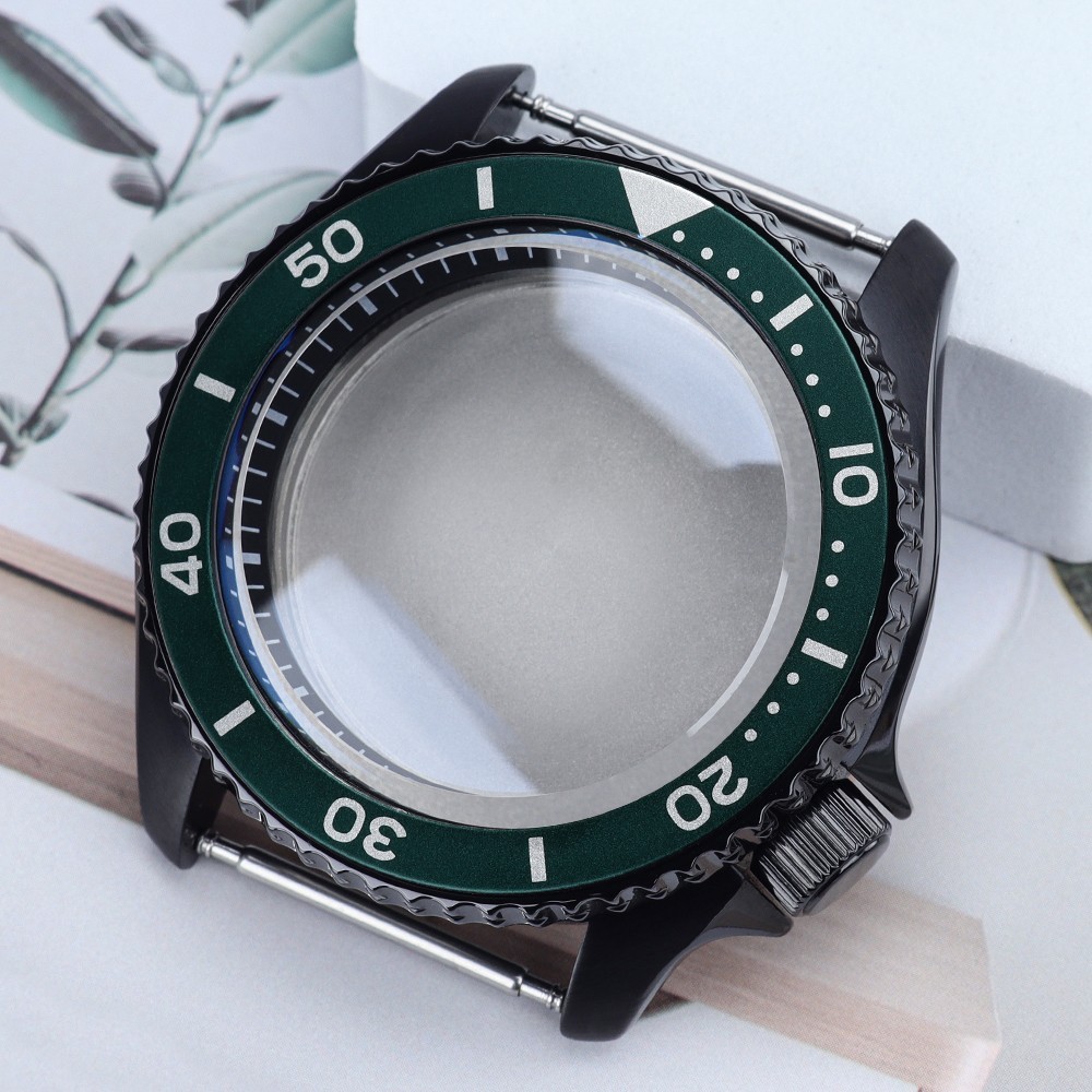 PVD Black 42.5mm Diver Watch Case Sapphire SKX007 Style For Seiko NH35 Movement