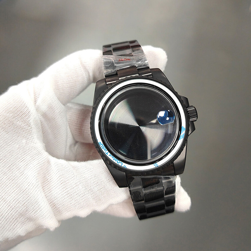 40MM Black Frosted Watch Case + Strap + Bezel Accessories for NH35/NH36 Movement