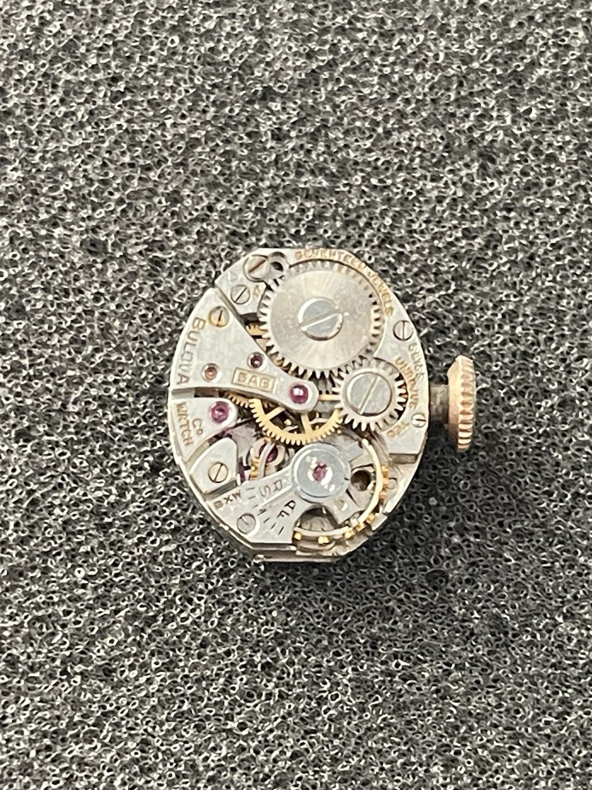 Bulova 5AB Watch Movement – 17 Jewels – For Parts or Repair – TM2563