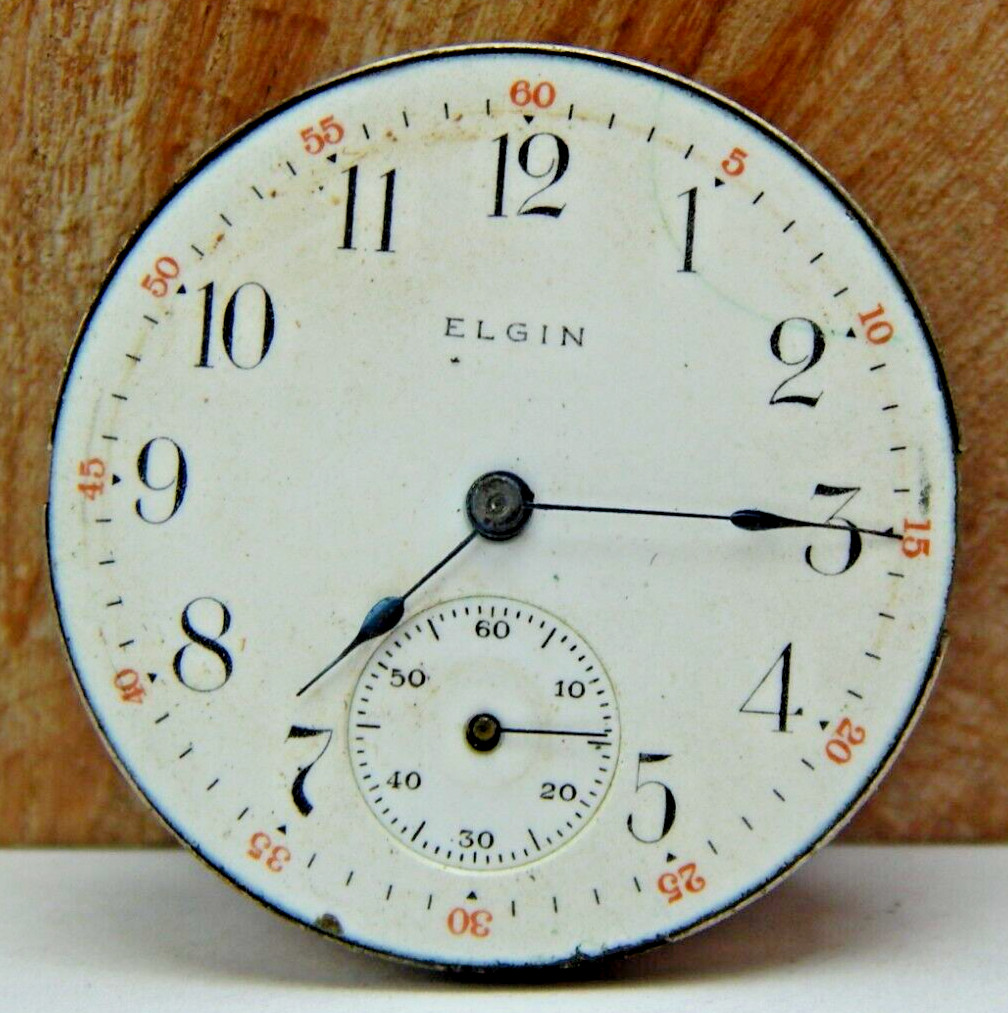 Antique 1911 Elgin 354 15 jewel 0 size hunting pocket watch movement with dial