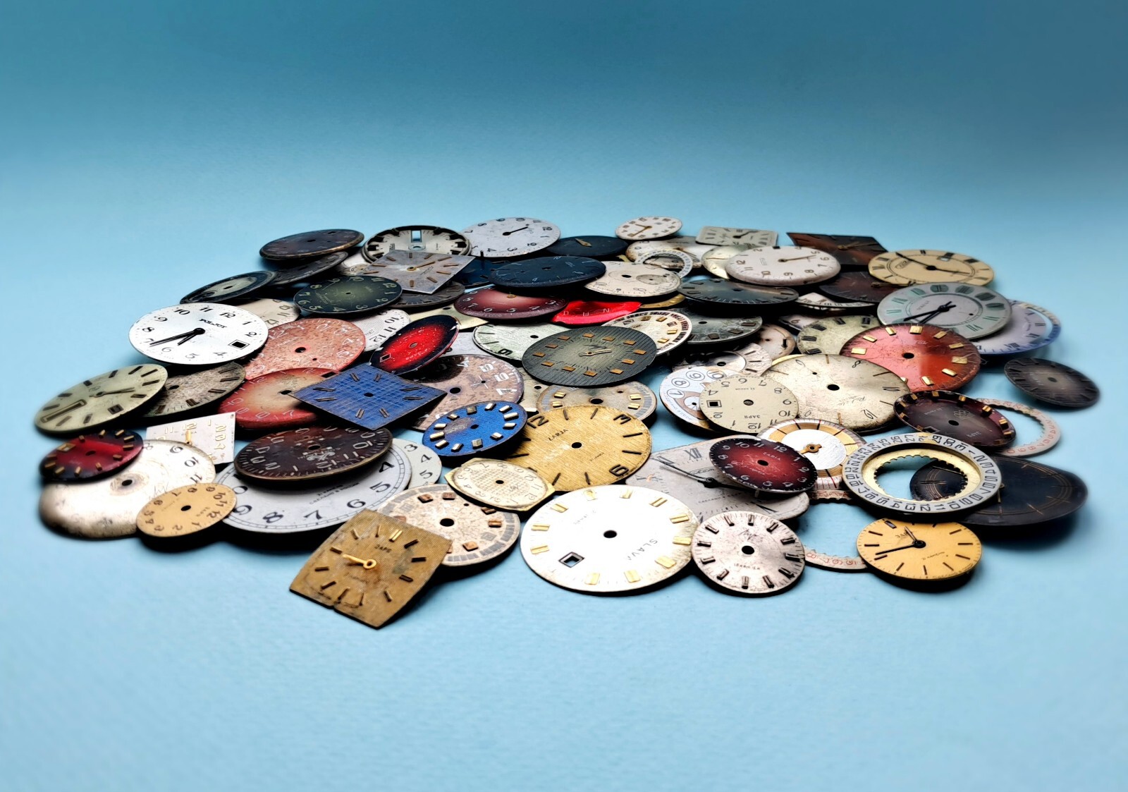 Vintage Watch Dials Lot 150g – Steampunk Art Supplies – Antique Faces for watch