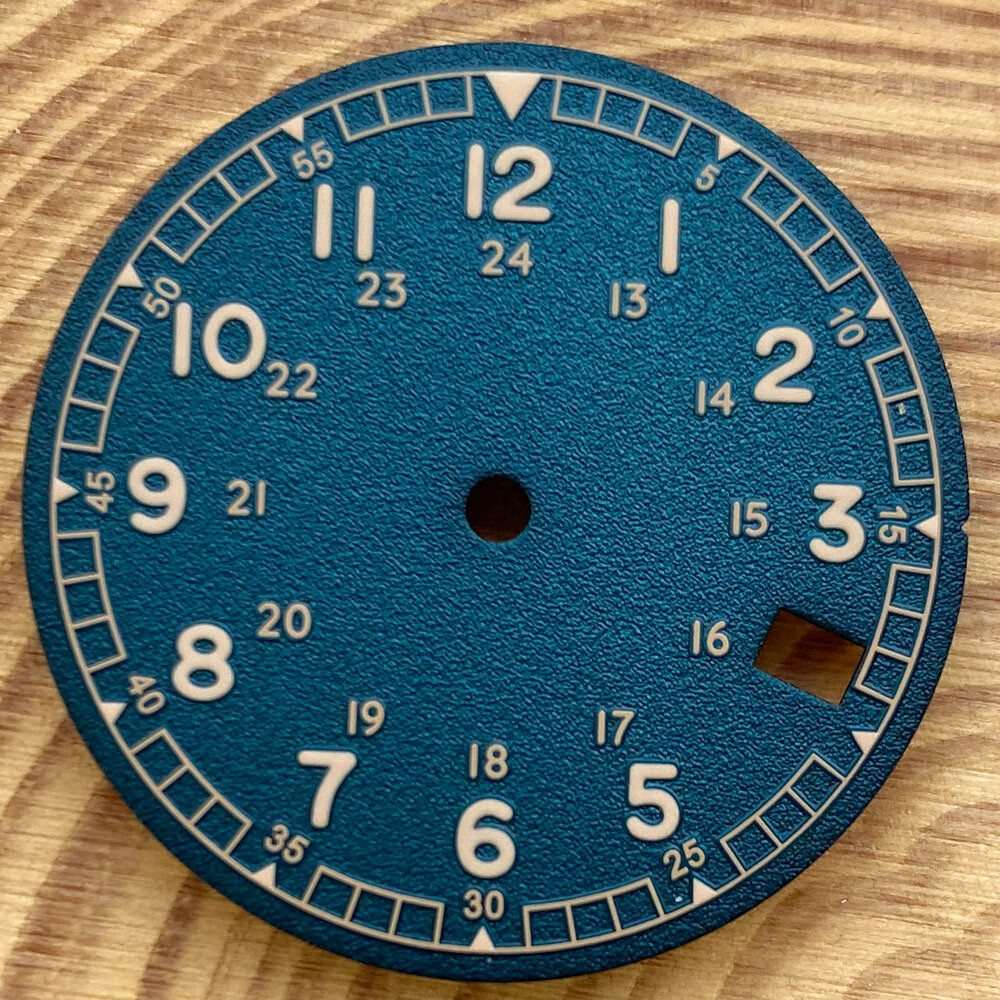 Vintage 29mm Watch Dial for NH35 Movement Black White Green Lume 3.8 Date Window