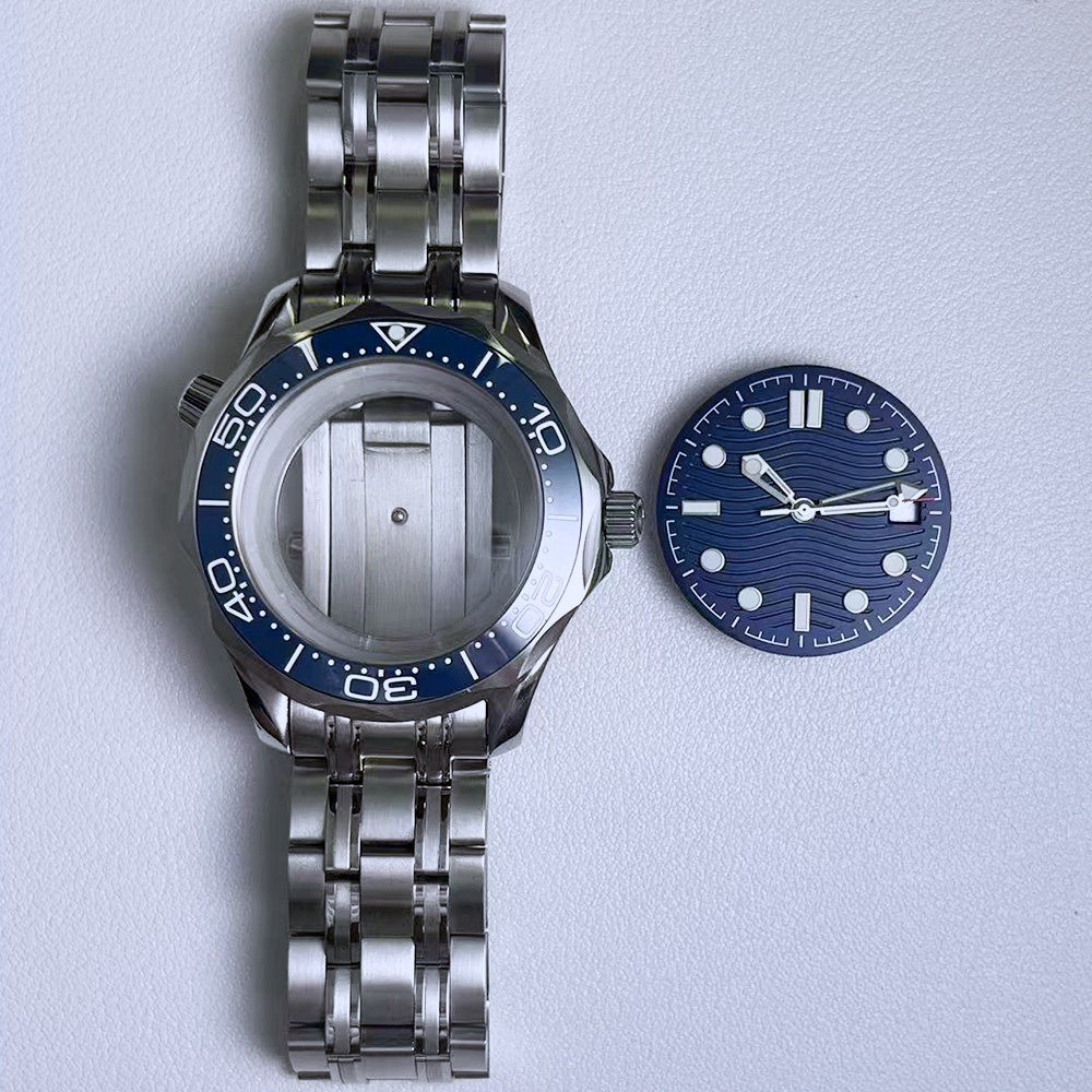 42mm DIY Steel Watch Case + Strap + Dial + Hands Fits NH35 NH36 Seamaster 300