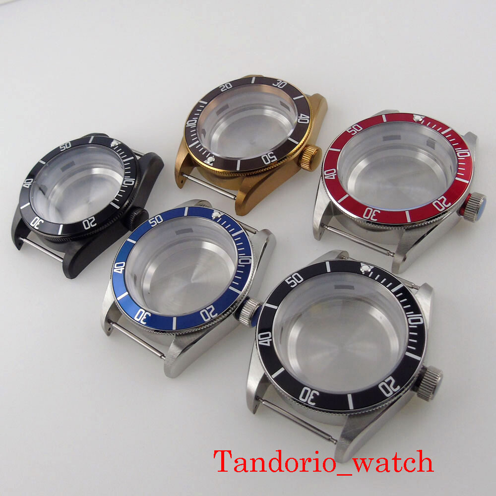 41mm Watch Case Black Pvd Bronze Coated Sapphire Glass For MIYOTA ETA 2836 50m