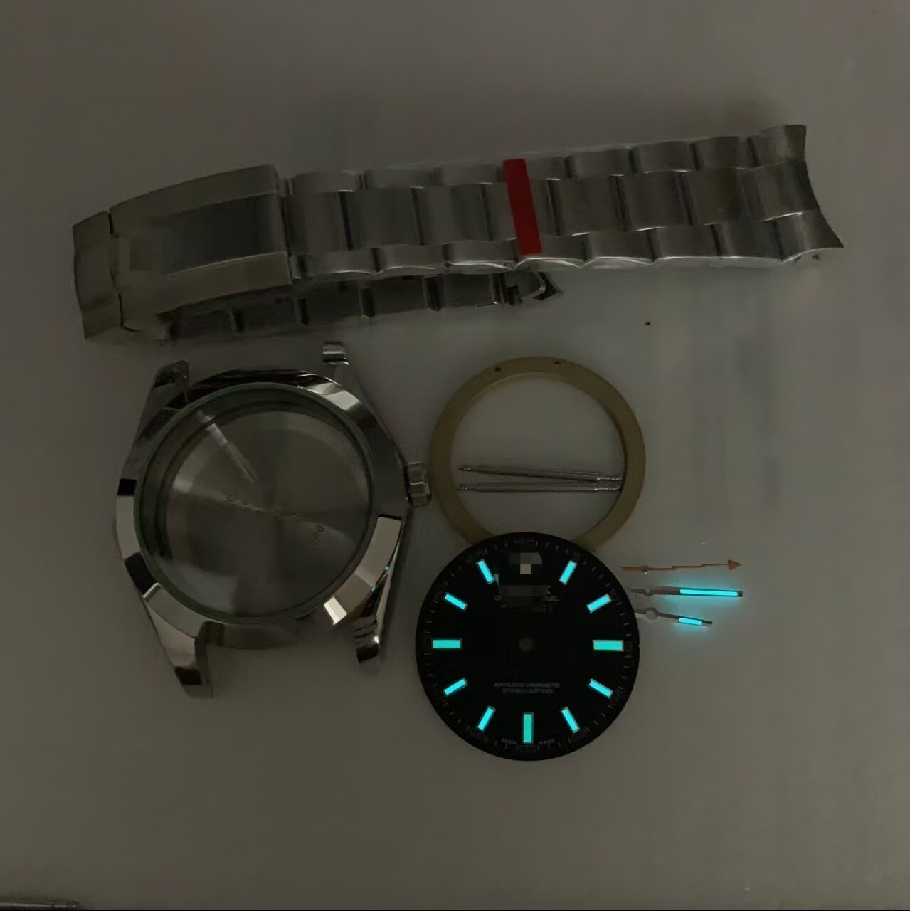 DIY SET for R 2824 watch case + dial + hands + Stainless Steel Strap 40mm