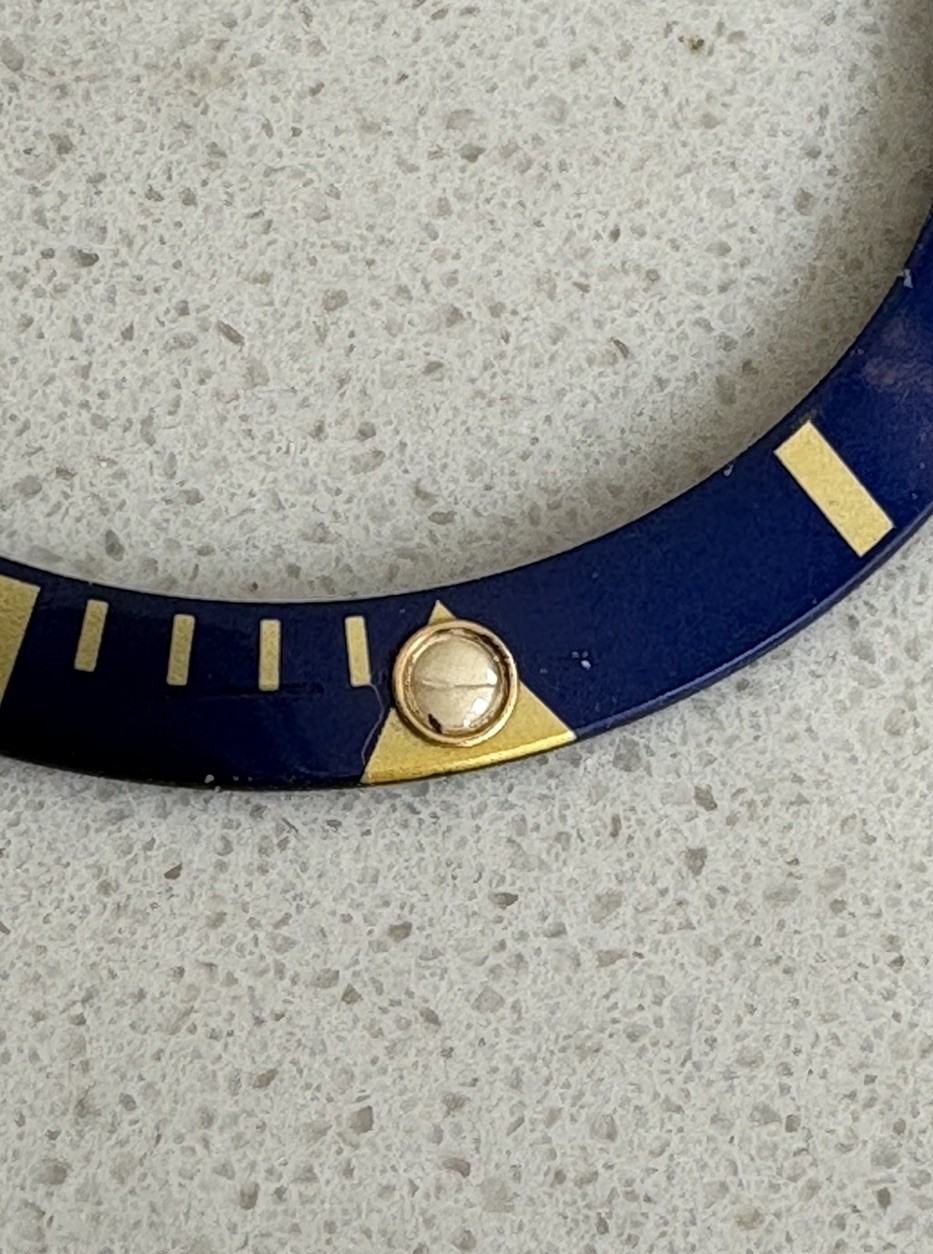 Genuine Rolex submariner 16613/16618 blue/gold tritium bezel insert
