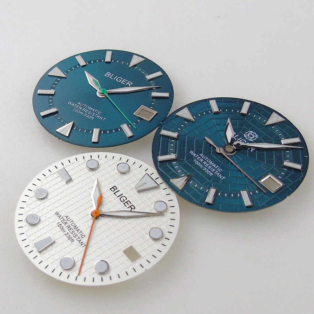 29mm Sterile White Sea Blue Sunburst Watch Dial Fit Japan NH35 NH36 Movement