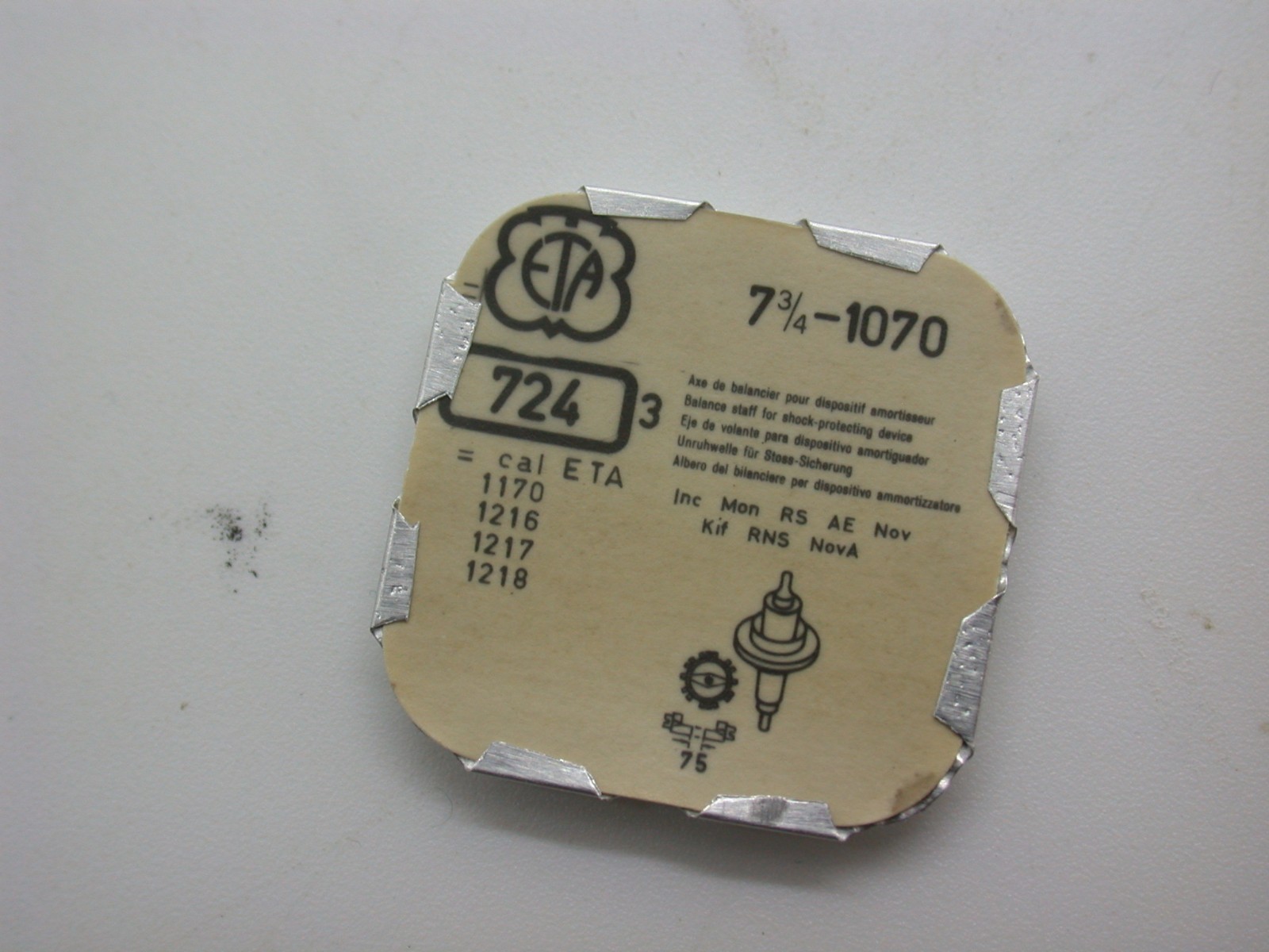 AS (A Schild) Balance Staff Part #724 Calibre 976 – 1746 Watch Part New
