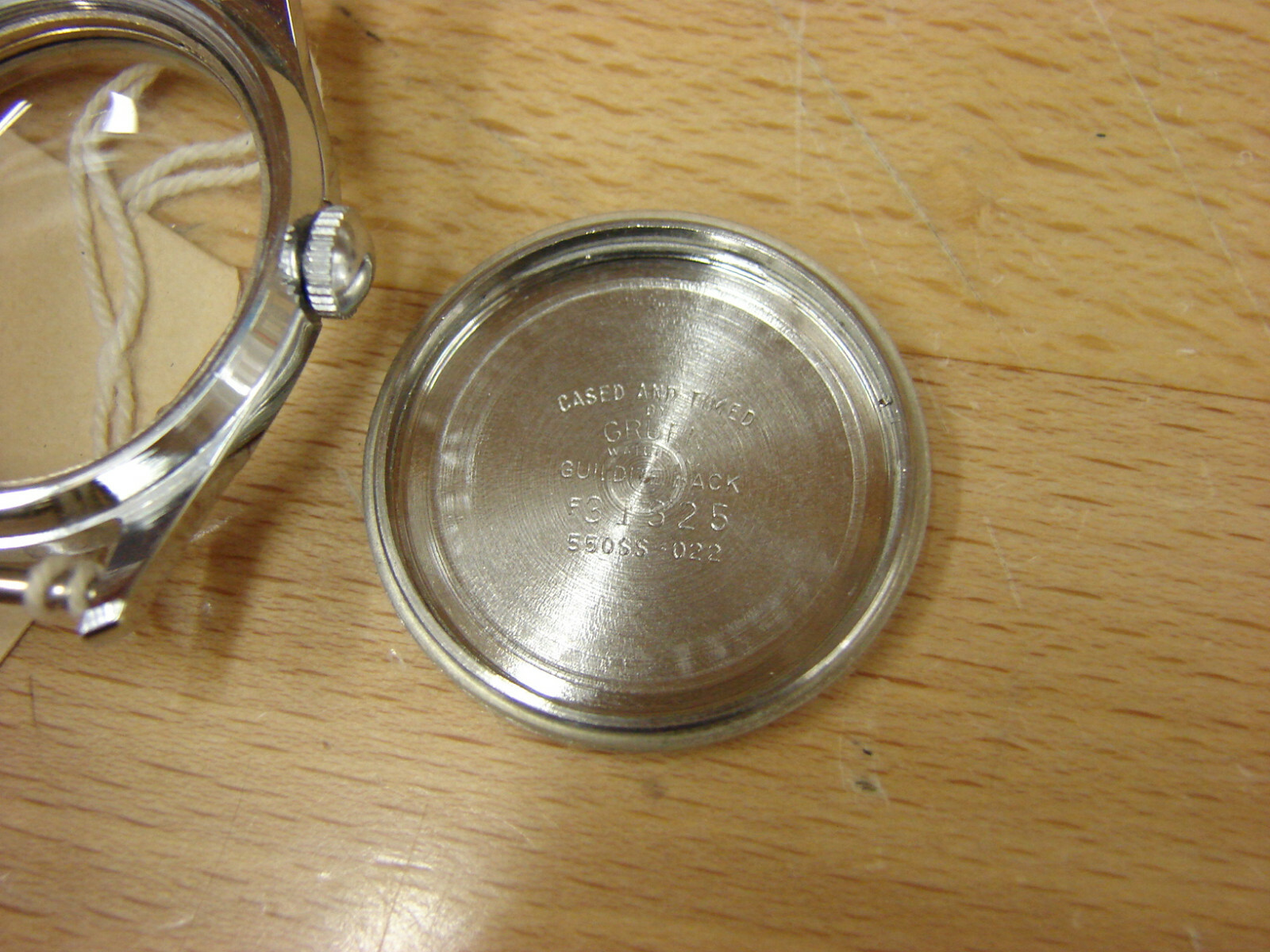 Gruen 550SS wristwatch case, new old stock, Guildite bk chrome plated scalloped!
