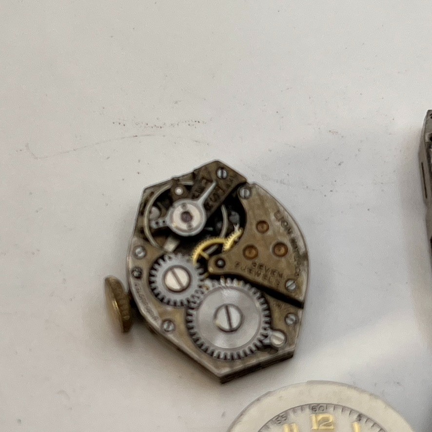Vintage Lot Of 7 Mechanical Watch Movements For Repair Bulova Grant Steampunk