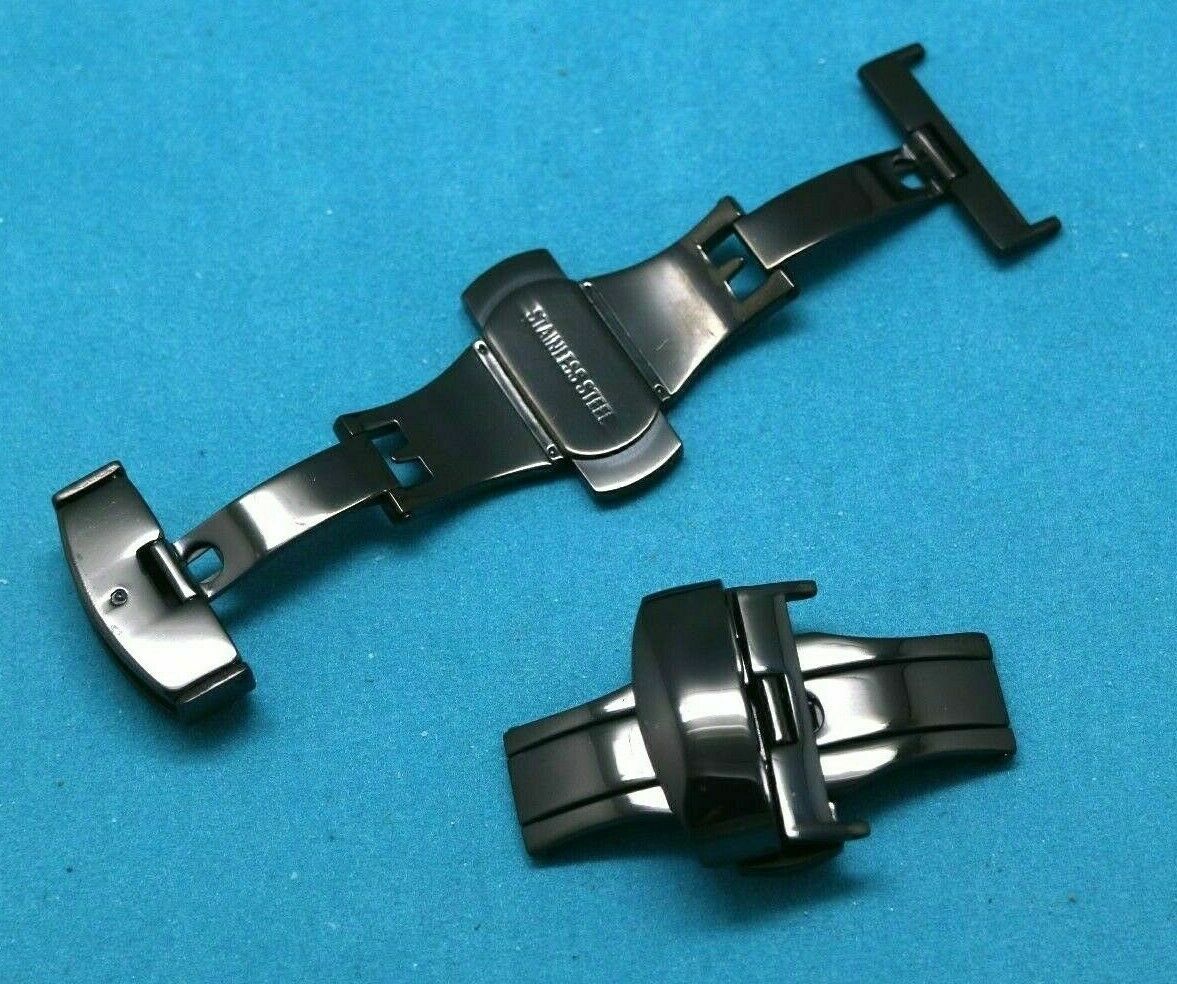 20mm Black Tone Polishing Push Button Buckle For Leather Watch Band Strap