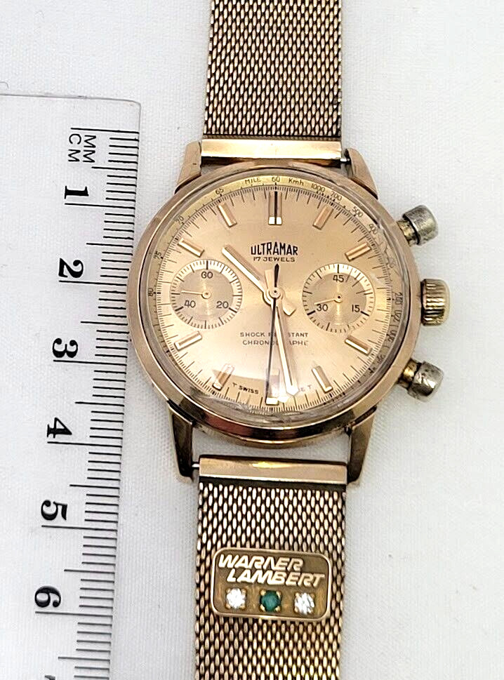 🔥🔥 Very.. Very Rare! & Vintage! ULTRAMAR – WARNER LAMBERT 10 K GF, Wristwatch!