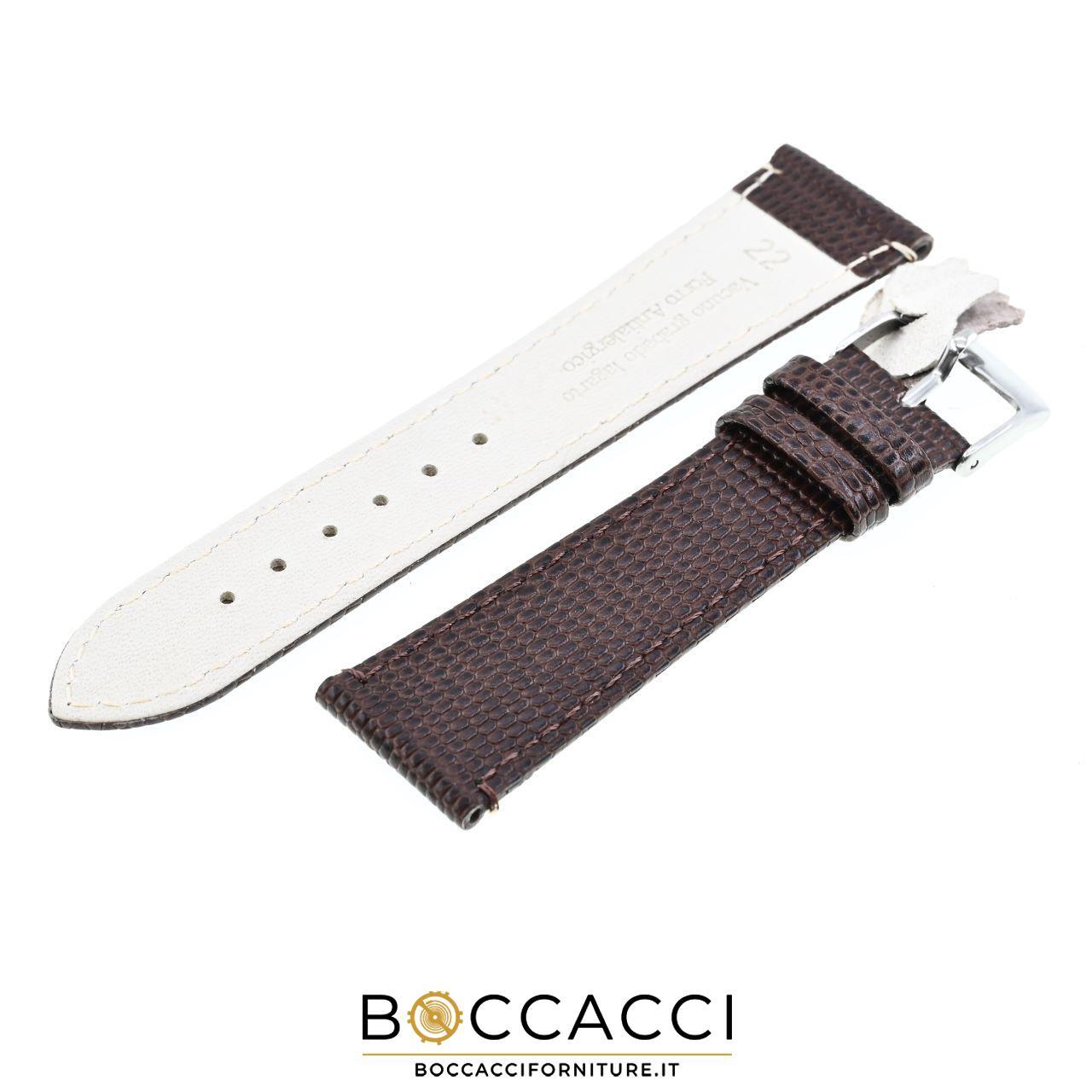 DILOY 20mm Dark Brown Leather Lizard Print Unpadded Strap (N…