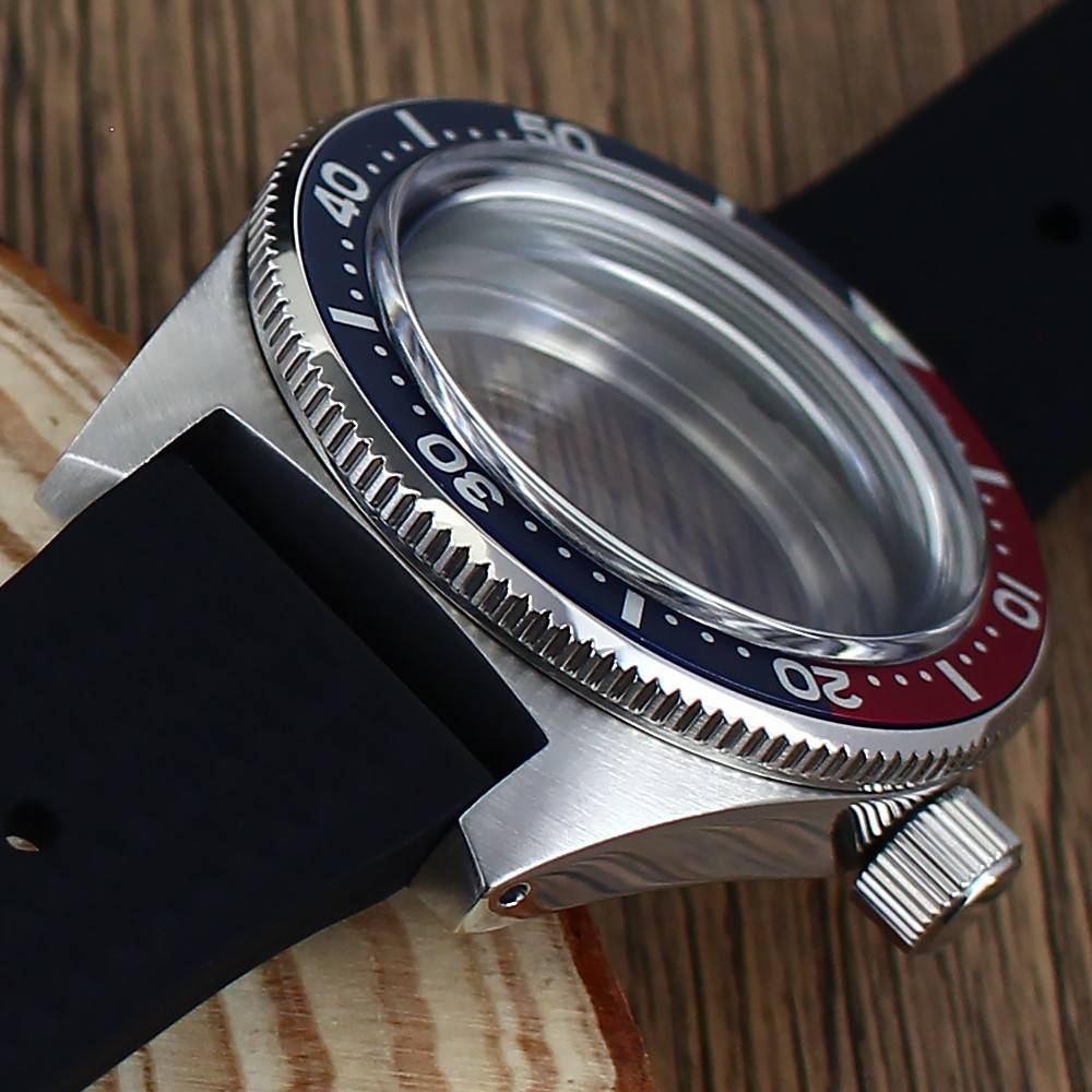 Sapphire 40mm Steel Watch Case Black Strap Modify 62MAS Mod For Seiko NH35 36 38