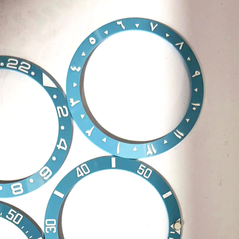 Sky Blue Slope Ceramic Bezel Insert 38mm*30.6mm High quality fit 40mm NH35 Watch