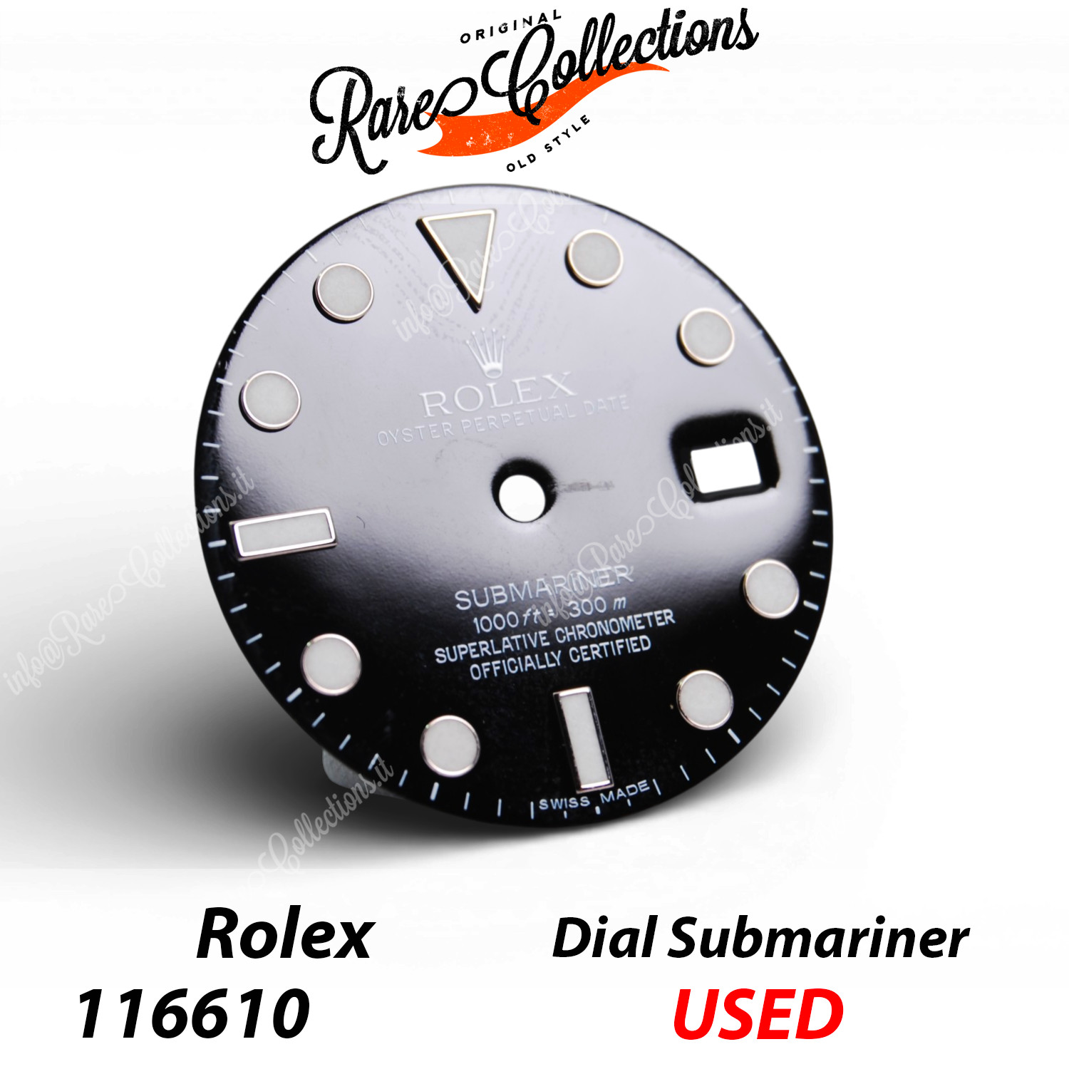 Rolex Dial 116610LN Used Dial Submariner Chromalight Black + Lancette