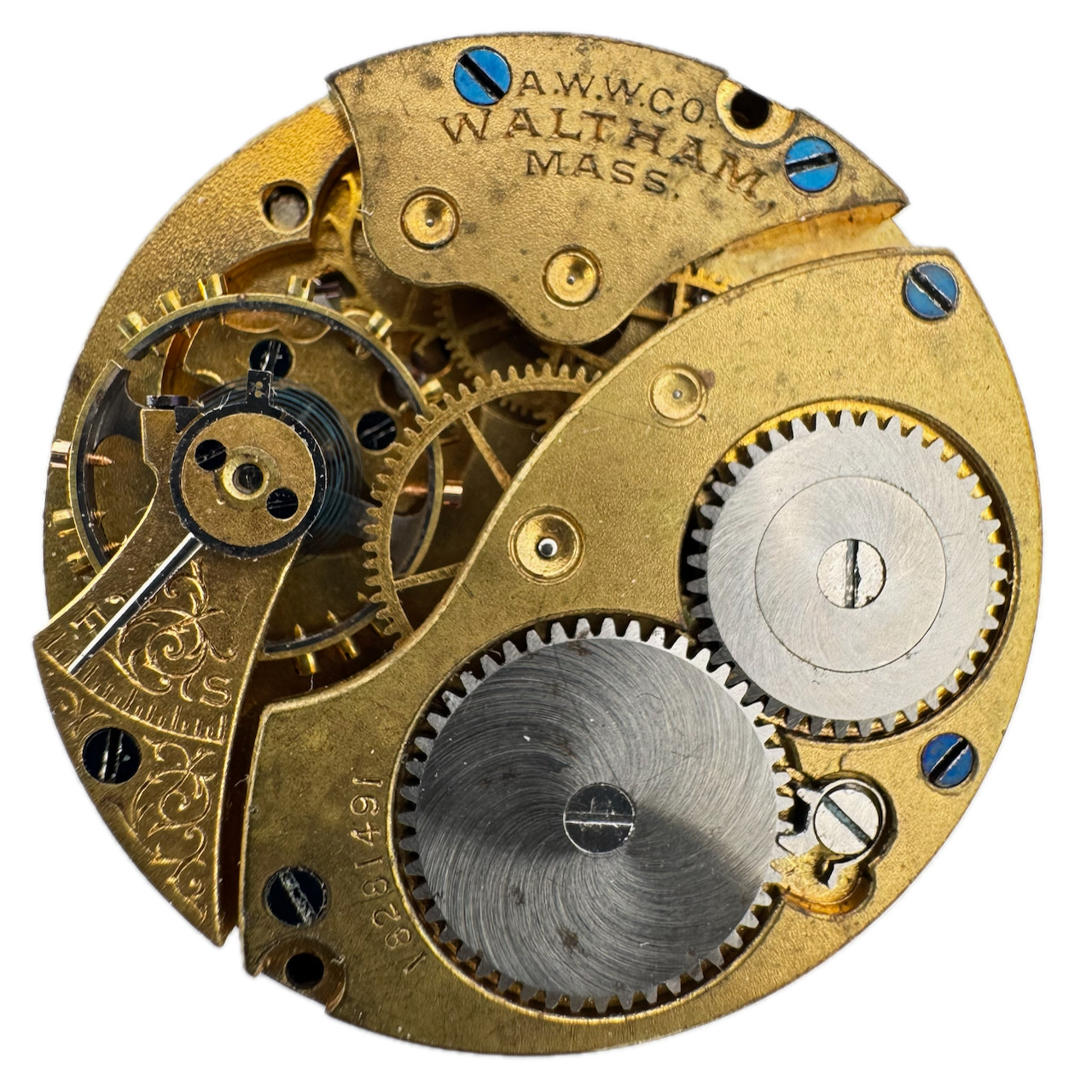 Antique 0s 1912 Waltham 1907 7J Mechanical Hunter Pocket Watch Movement No. 160