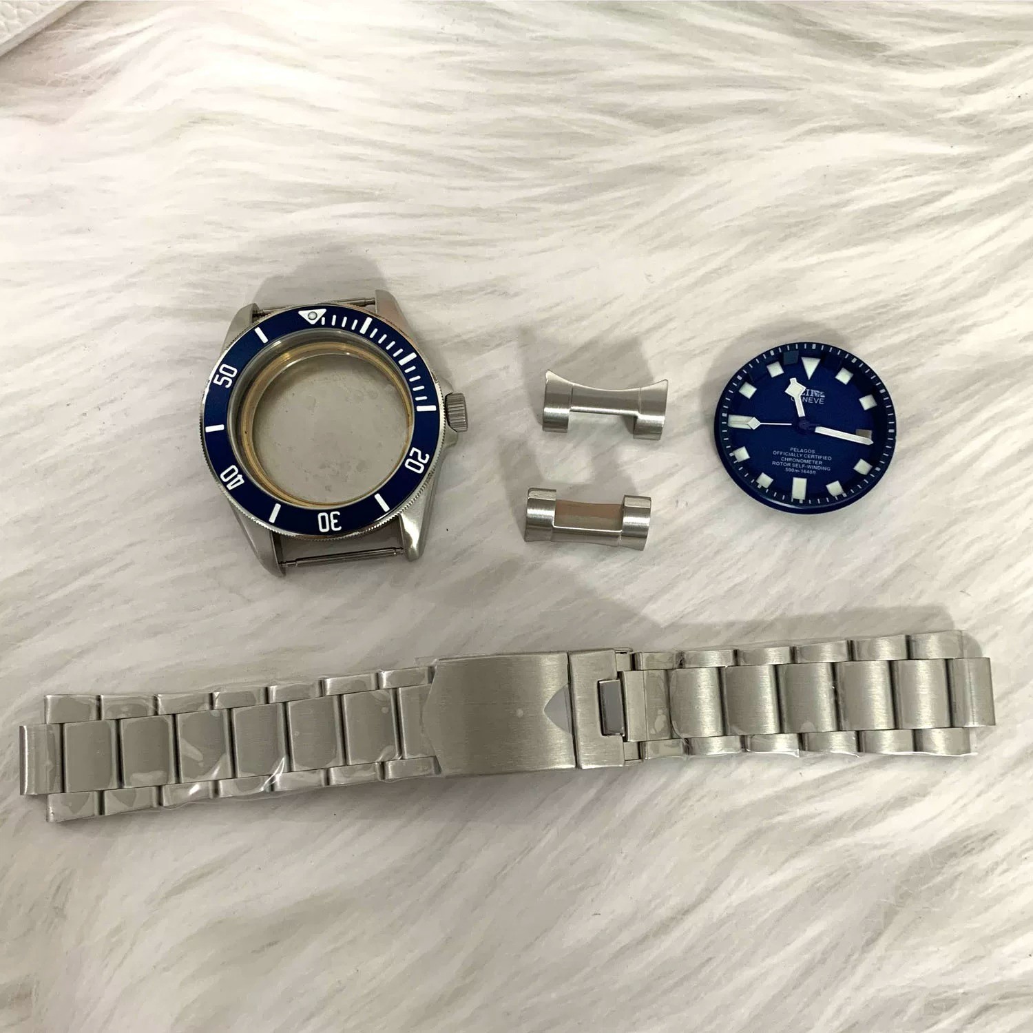 DIY SET 42mm Steel Watch Case + dial + hands + Strap For NH35 NH36 Accessories