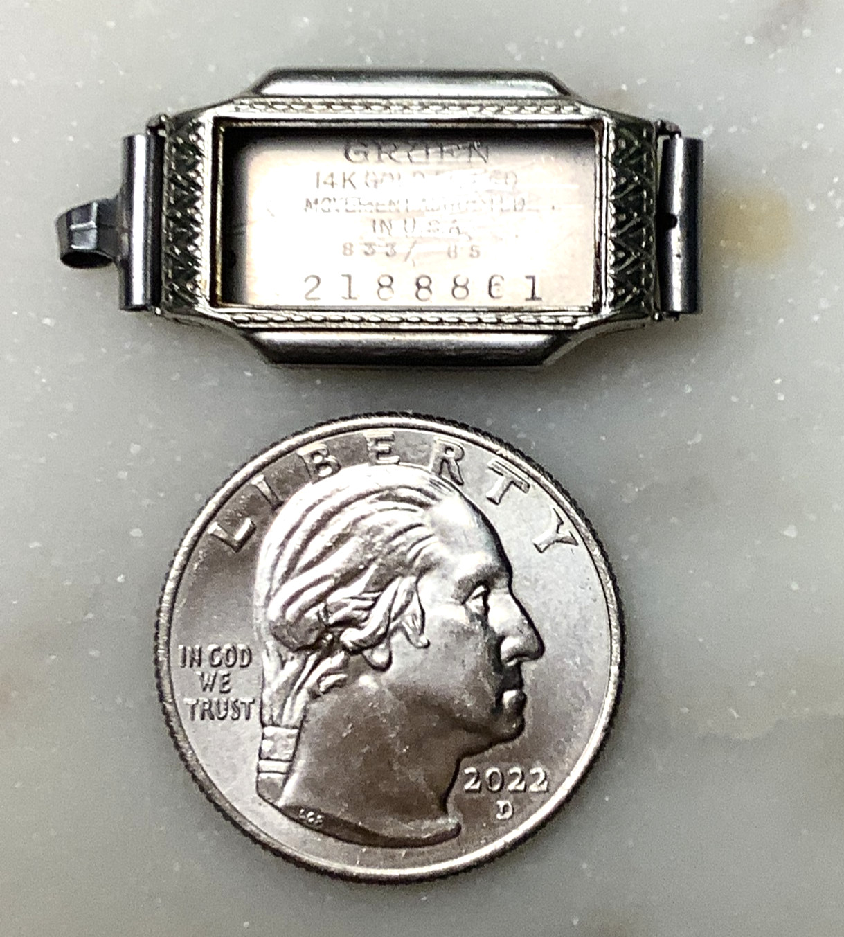 Vintage Gruen Watch Case 14K Gold Filled Etched Serial Number 2188861