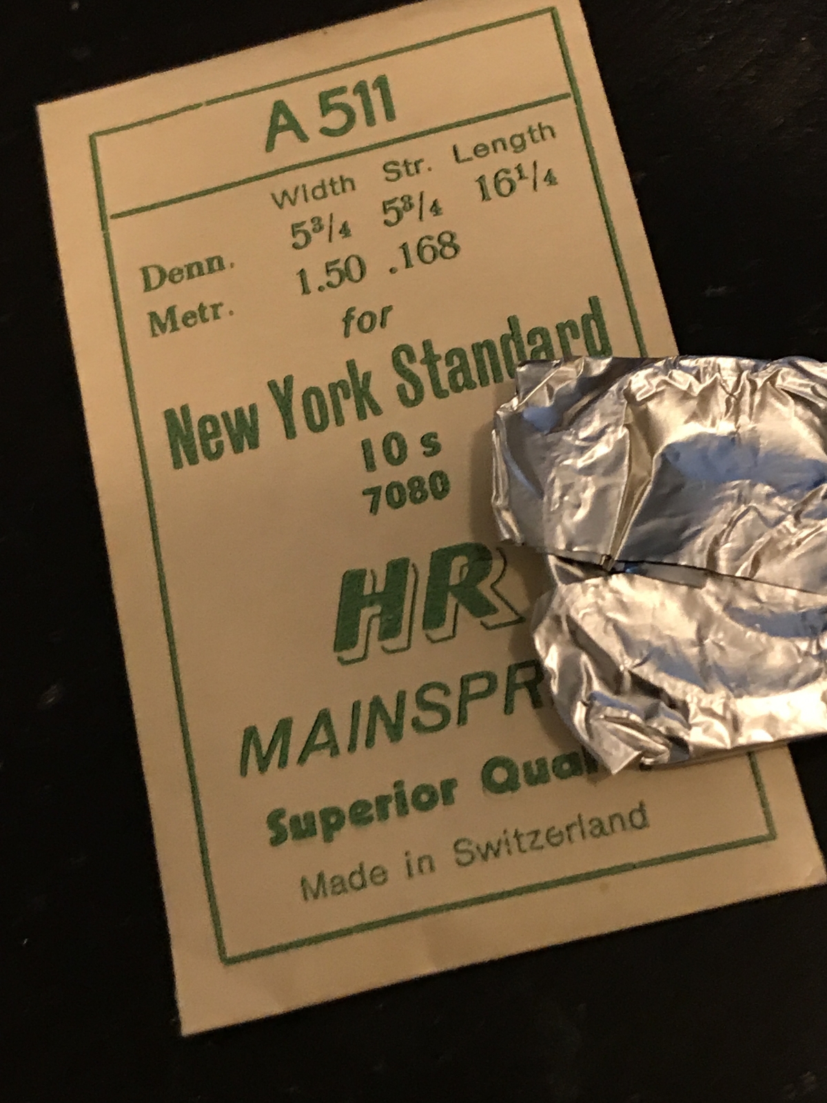 HR Mainspring A511 for 10s NY Standard #7080 – Steel
