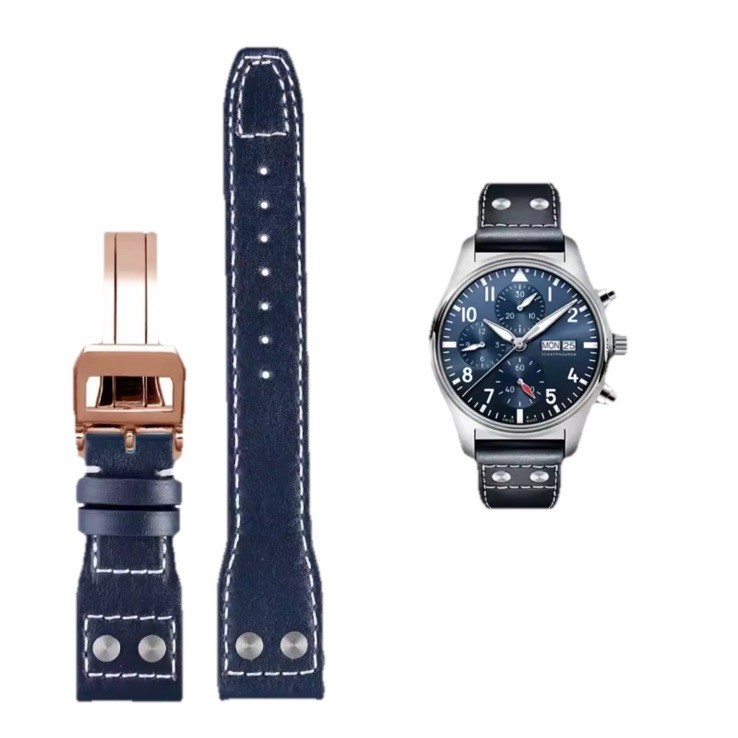 Genuine Leather Watch Strap 20mm 22mm For Big Pilot Portugieser With Buckle