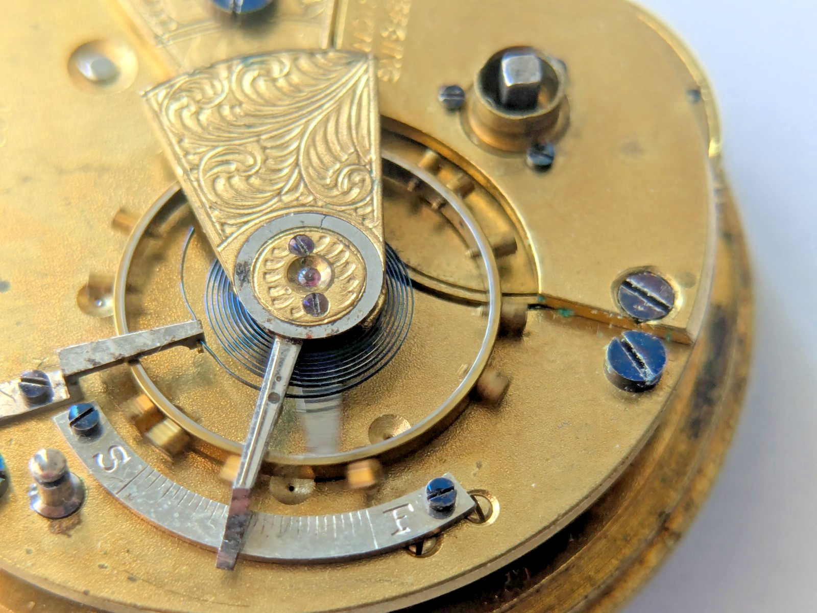 Antique F. Green Coalville English Pocket Watch Movement RUNNING Dial 44.6mm 11