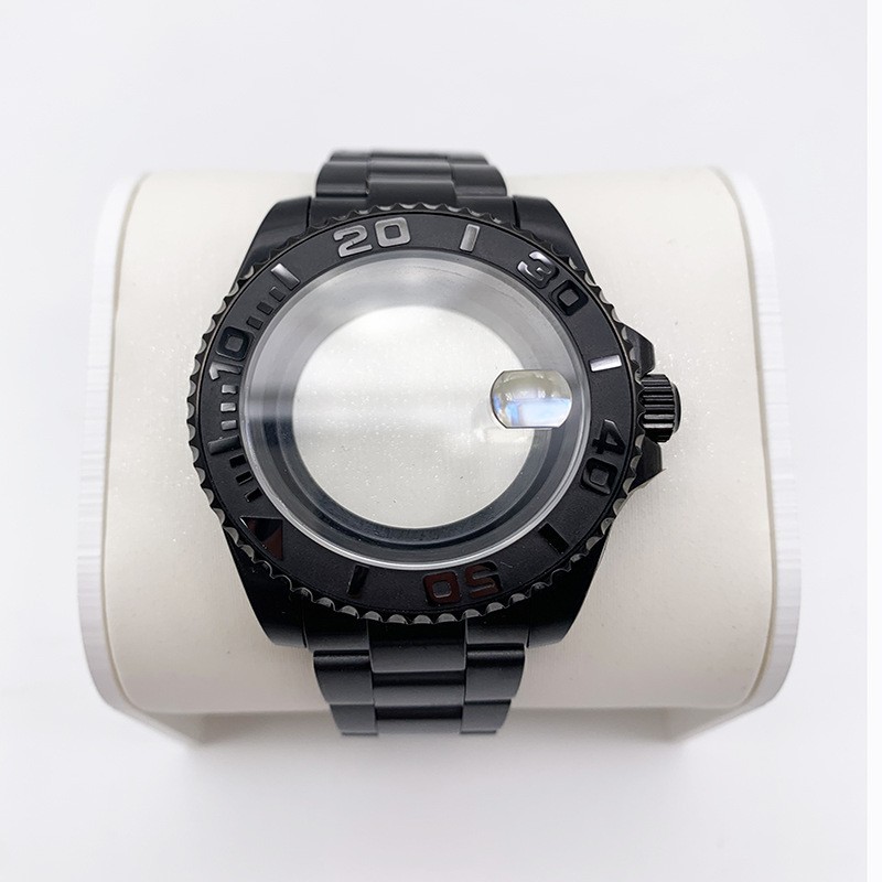 40mm Black Yacht-Master Style Watch Case Set with Strap for Rolex NH35